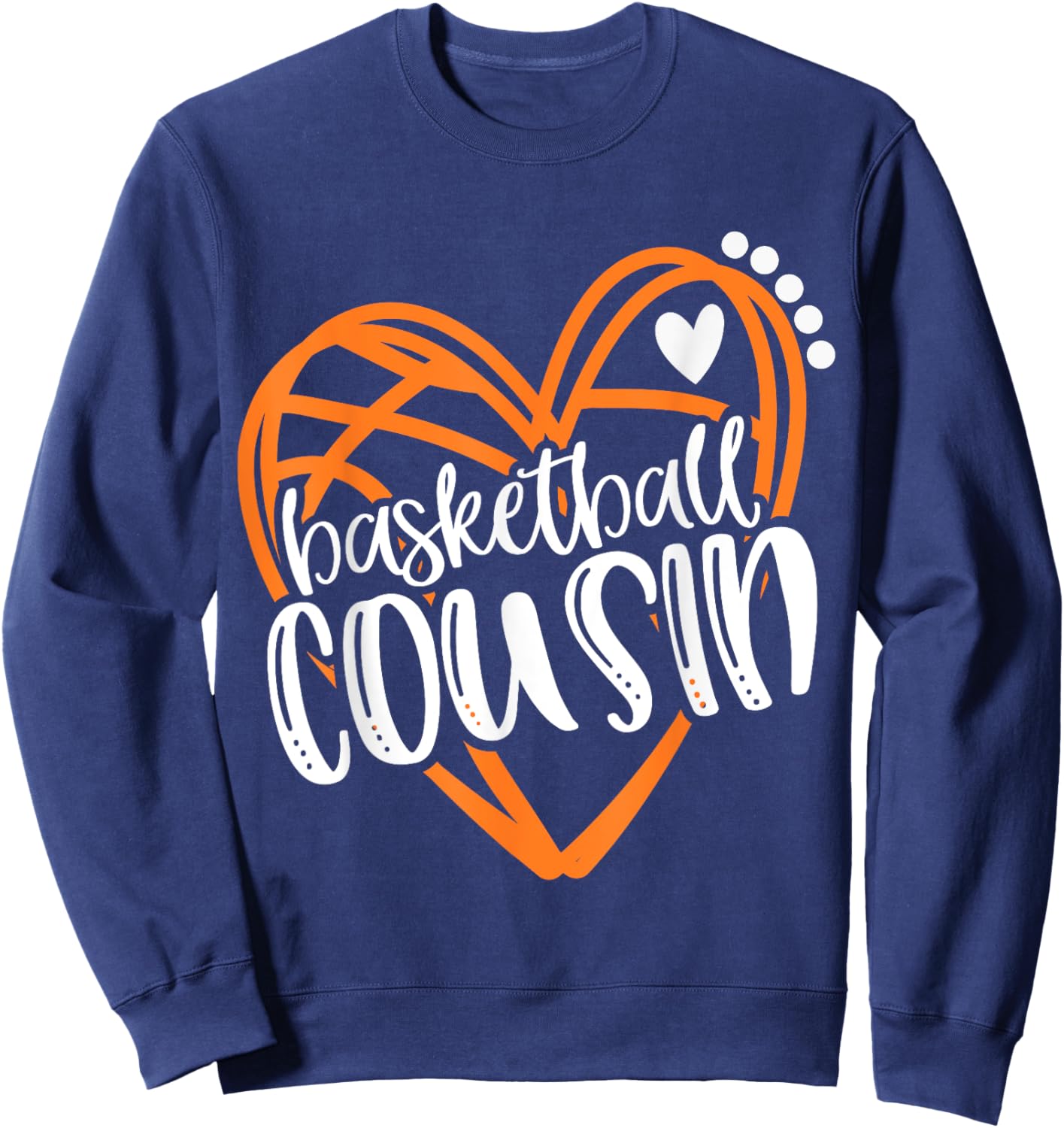Girls Basketball COUSIN Heart Distressed Sweatshirt - Sweatshirt | Navy
