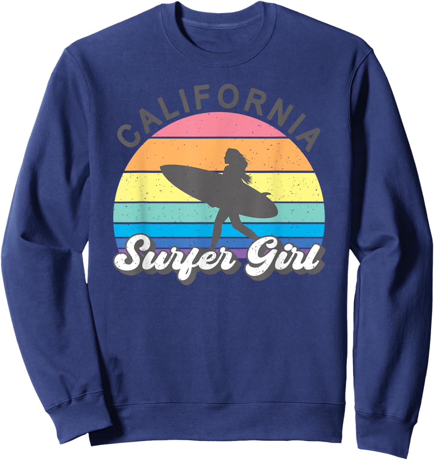 Surfer Girl California Surfing Surf Beach Women Cute Summer Sweatshirt - Sweatshirt | Navy