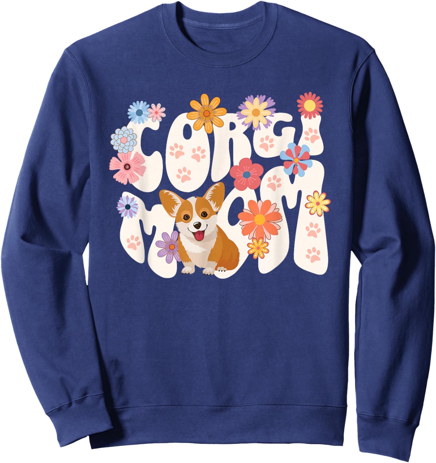 Cute Corgi Dog Mom Design Women Sweatshirt - Sweatshirt | Navy