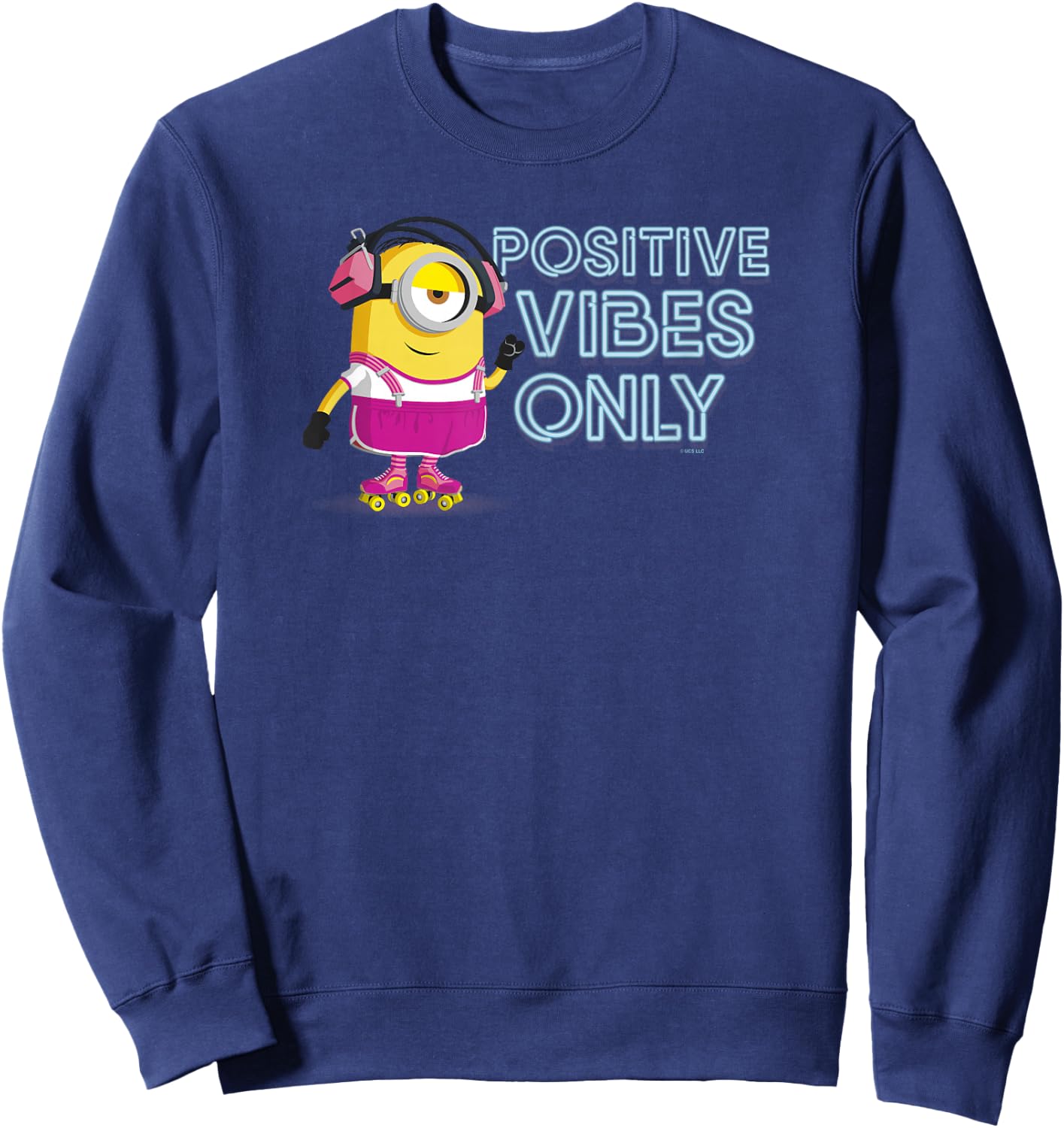 Minions Stuart Roller Skating Positive Vibes Only Sweatshirt - Sweatshirt | Navy