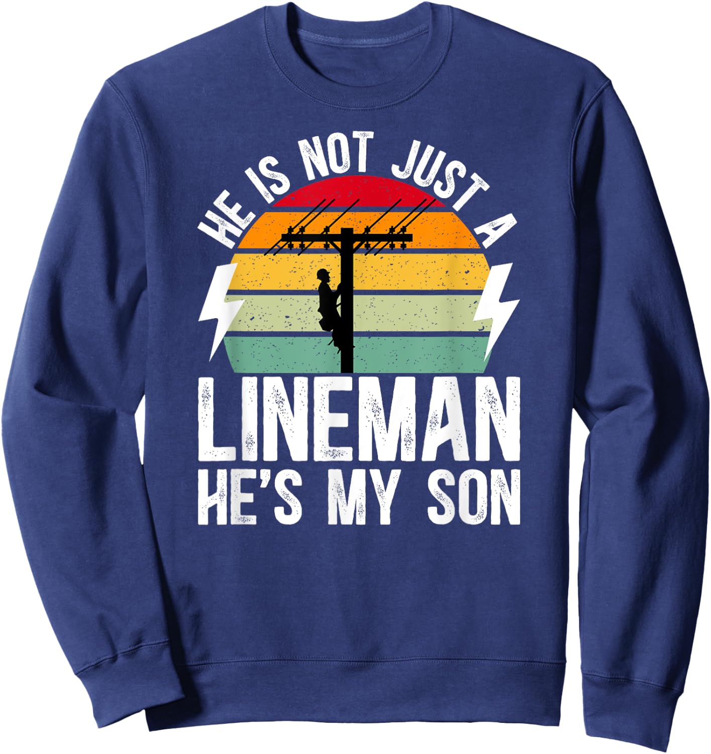 He's My Son Lineman Mom Of A Lineman Mama Line Mother Sweatshirt - Sweatshirt | Navy