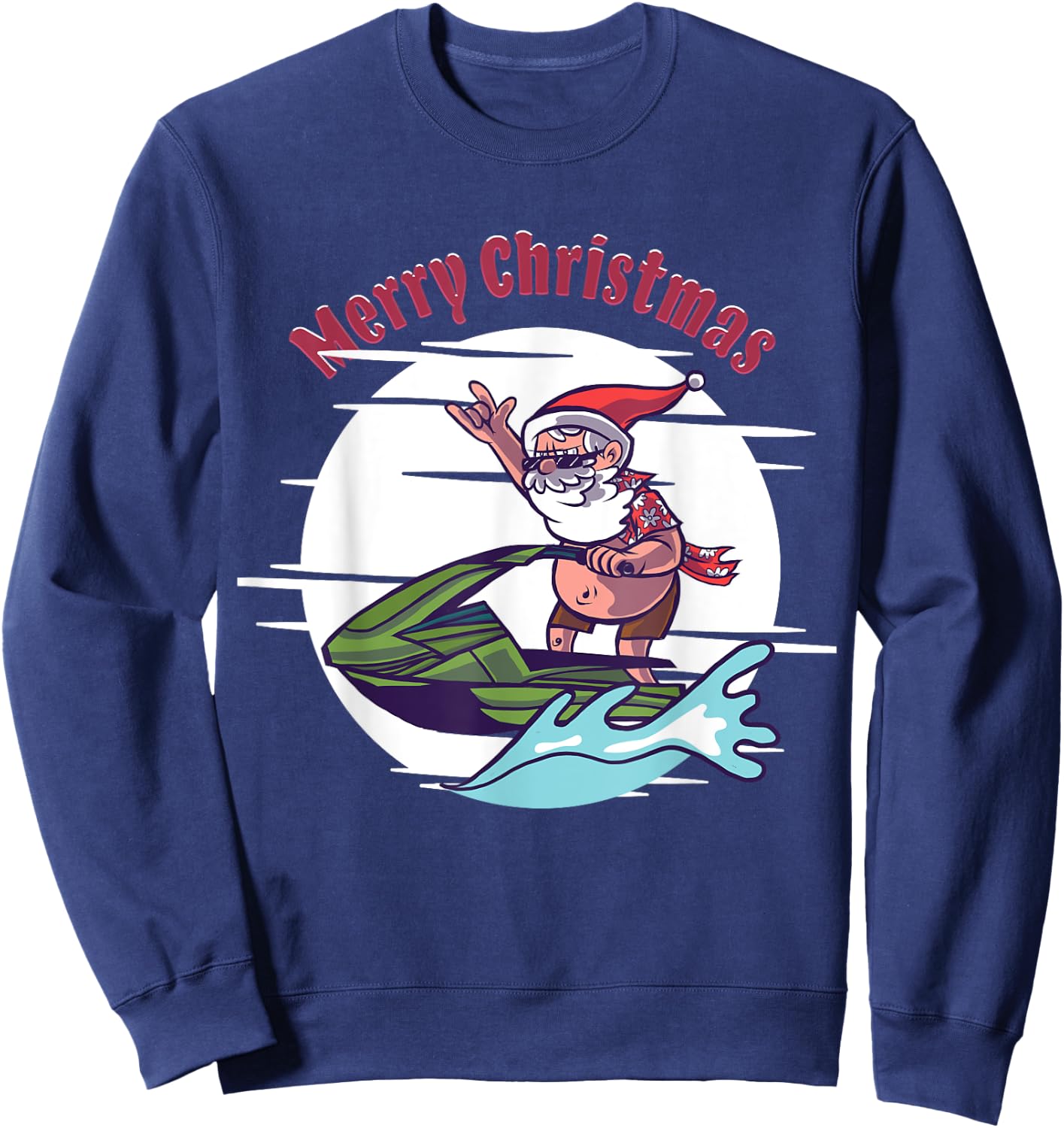 Merry Christmas Santa Jet Ski Watersports Sweatshirt - Sweatshirt | Navy