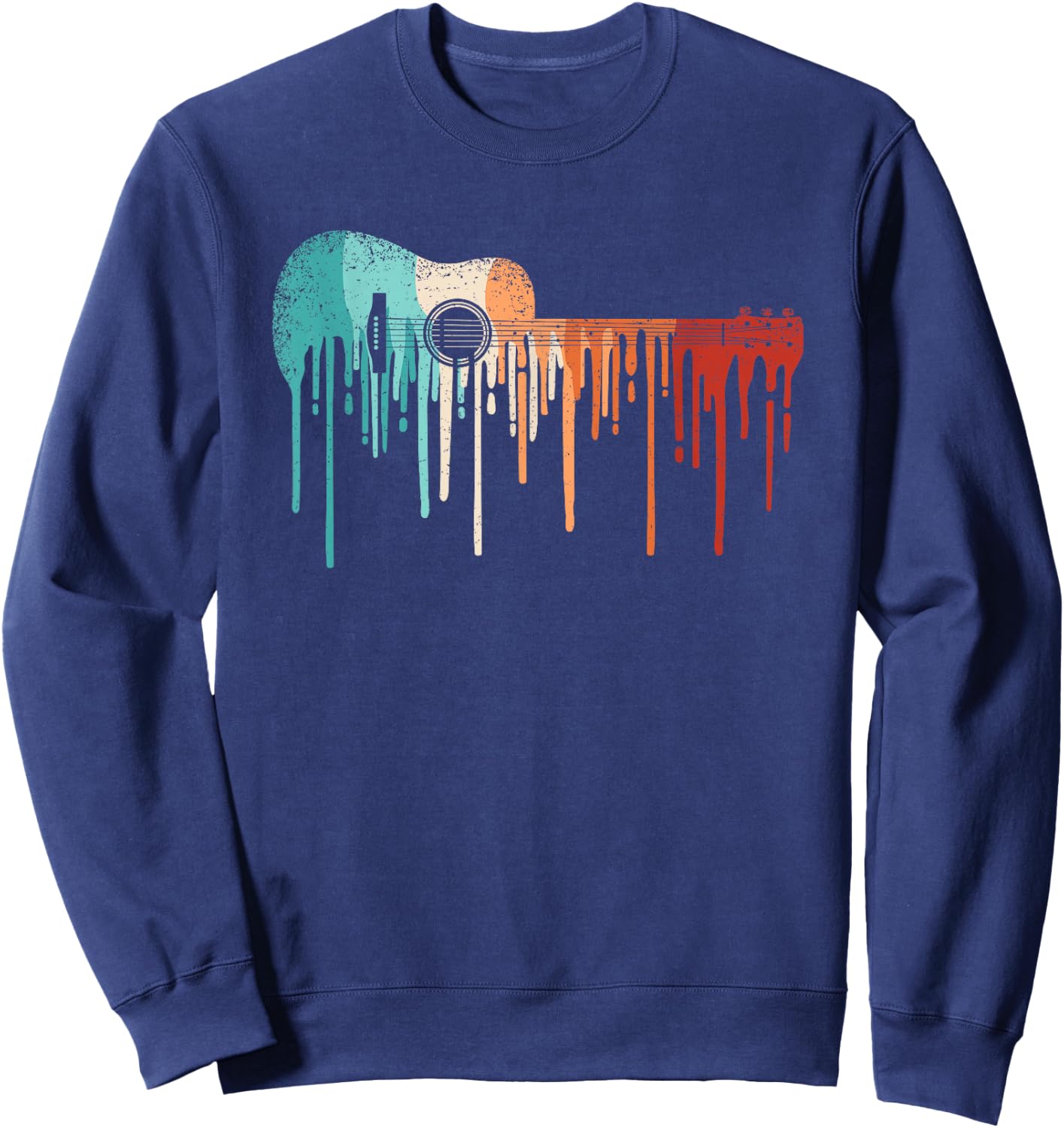 Retro Acoustic Guitar Musician Guitarist Vintage Music Men Sweatshirt - Sweatshirt | Navy