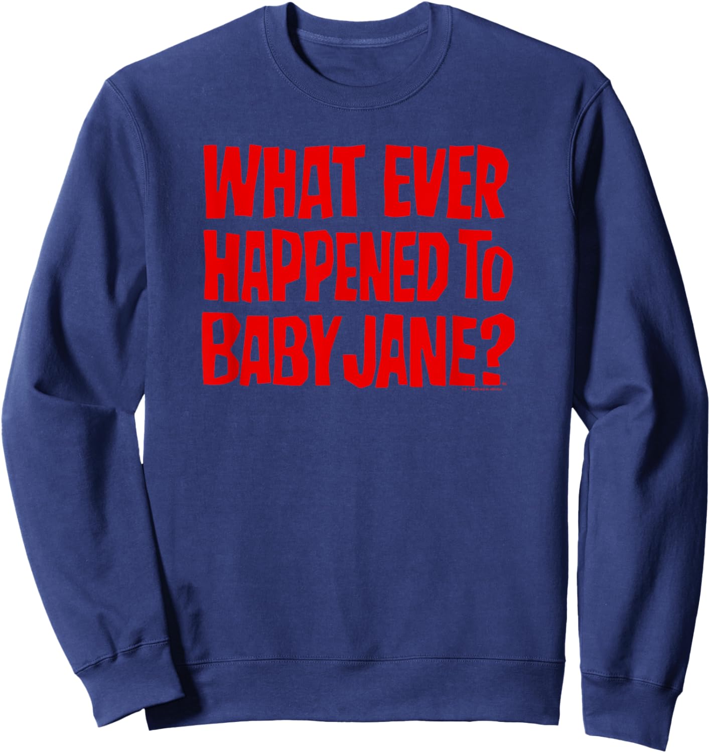 WB100 Whatever Happened To Baby Jane? Vintage Red Movie Logo Sweatshirt - Sweatshirt | Navy