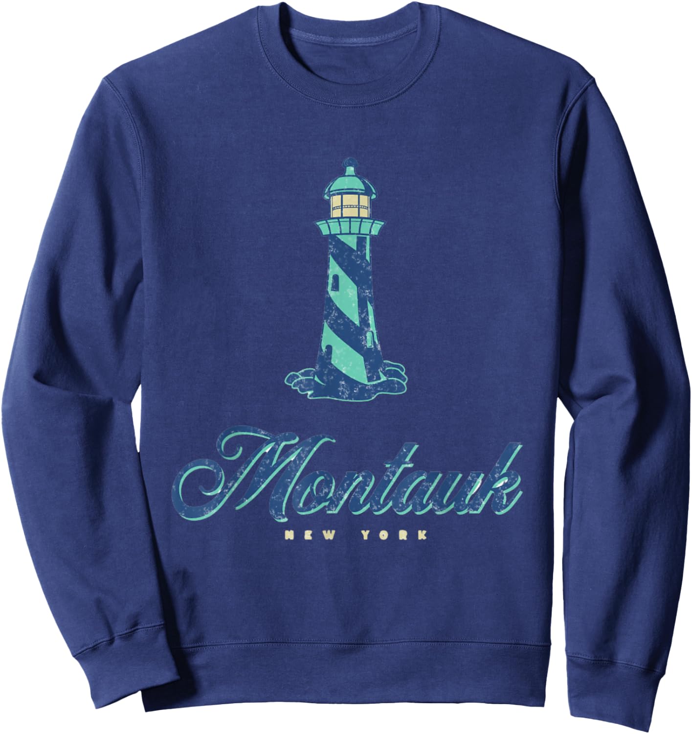 Montauk Lighthouse Beach New York, Summer at Montauk Sweatshirt - Sweatshirt | Navy