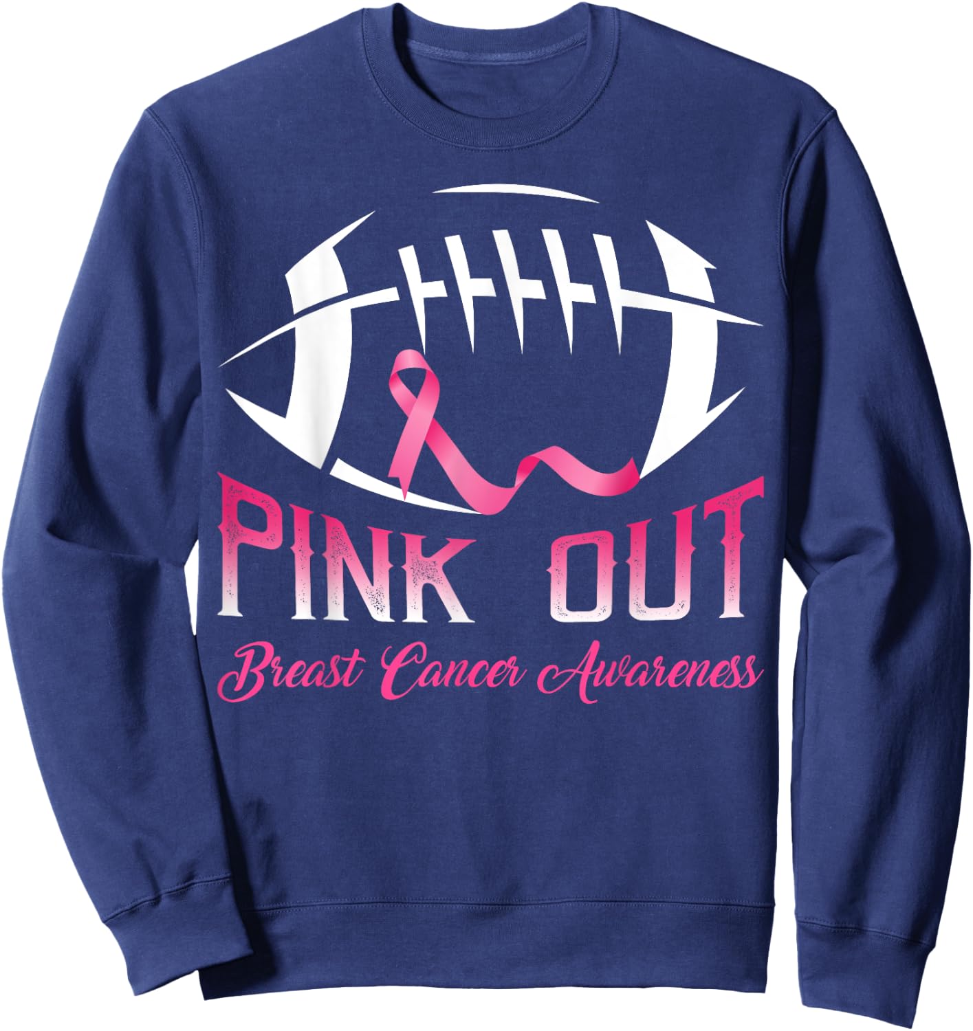 Pink Out Shirt Breast Cancer Football Women Kids Sweatshirt - Sweatshirt | Navy