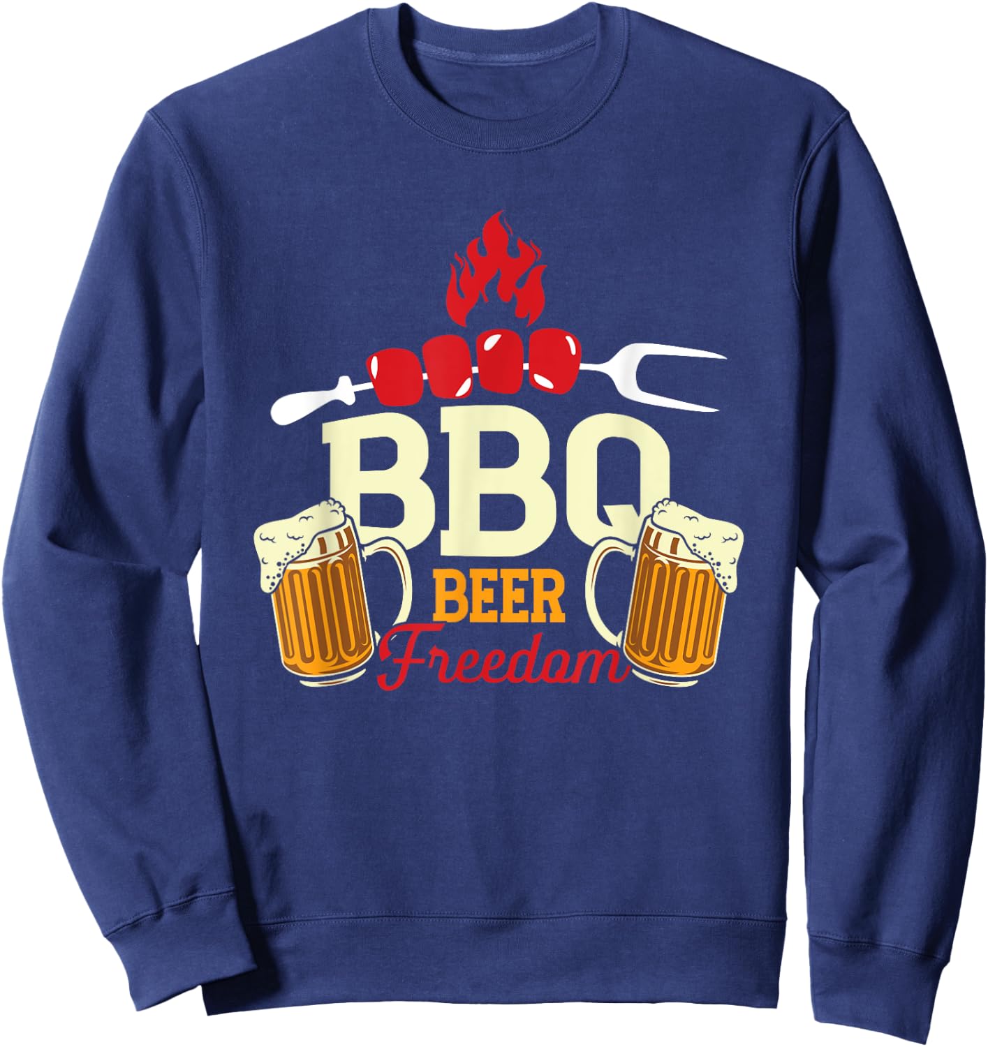 BBQ Beer Freedom | Grilling Meat | Barbecue Sweatshirt - Sweatshirt | Navy