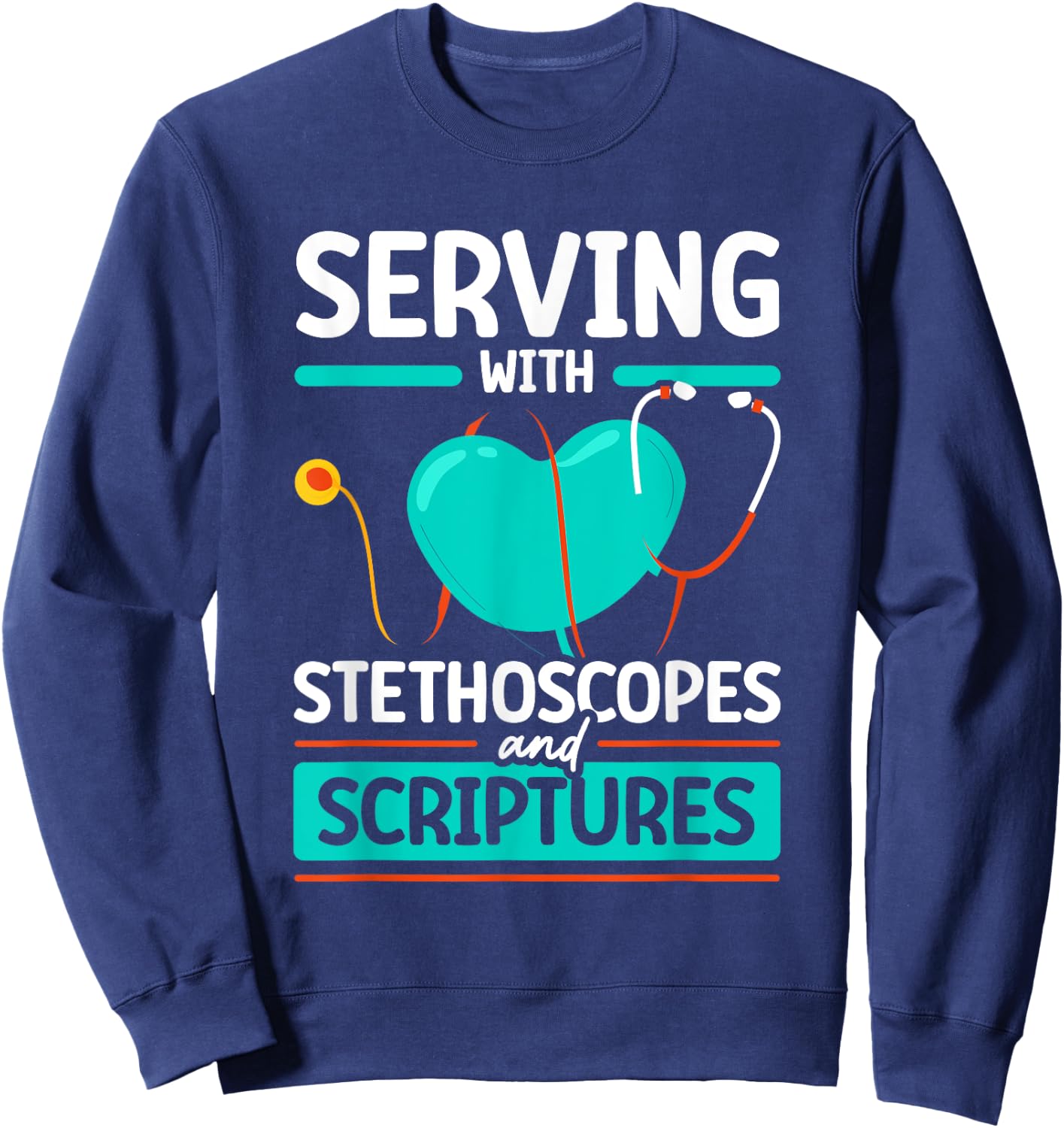 Christian Nurse Christianity SteMi Apparel Christian Nurse RN Religious Registered Nurse Christianity Sweatshirt - Sweatshirt | Navy