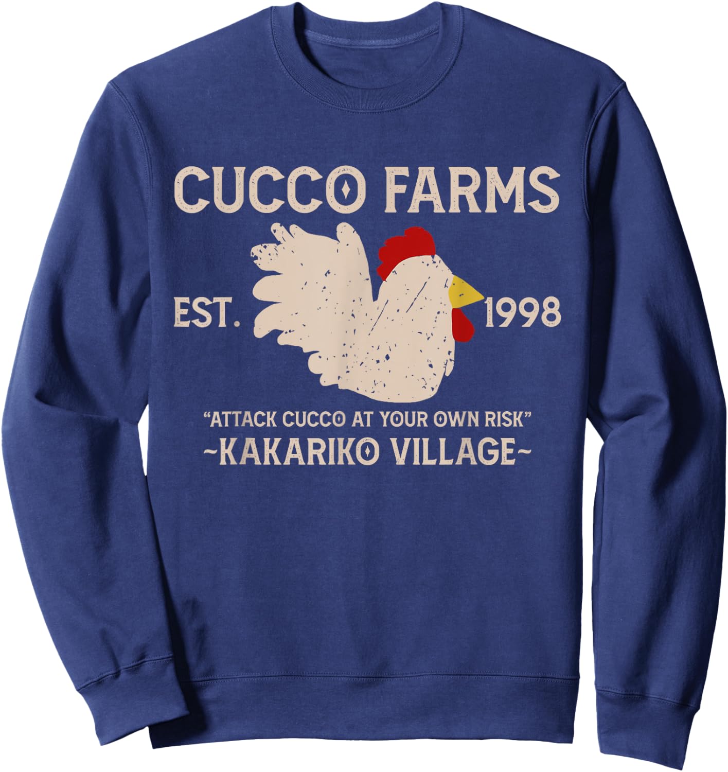 Cucco Farms Attack Cucco At Your Own Risk Sweatshirt - Sweatshirt | Navy