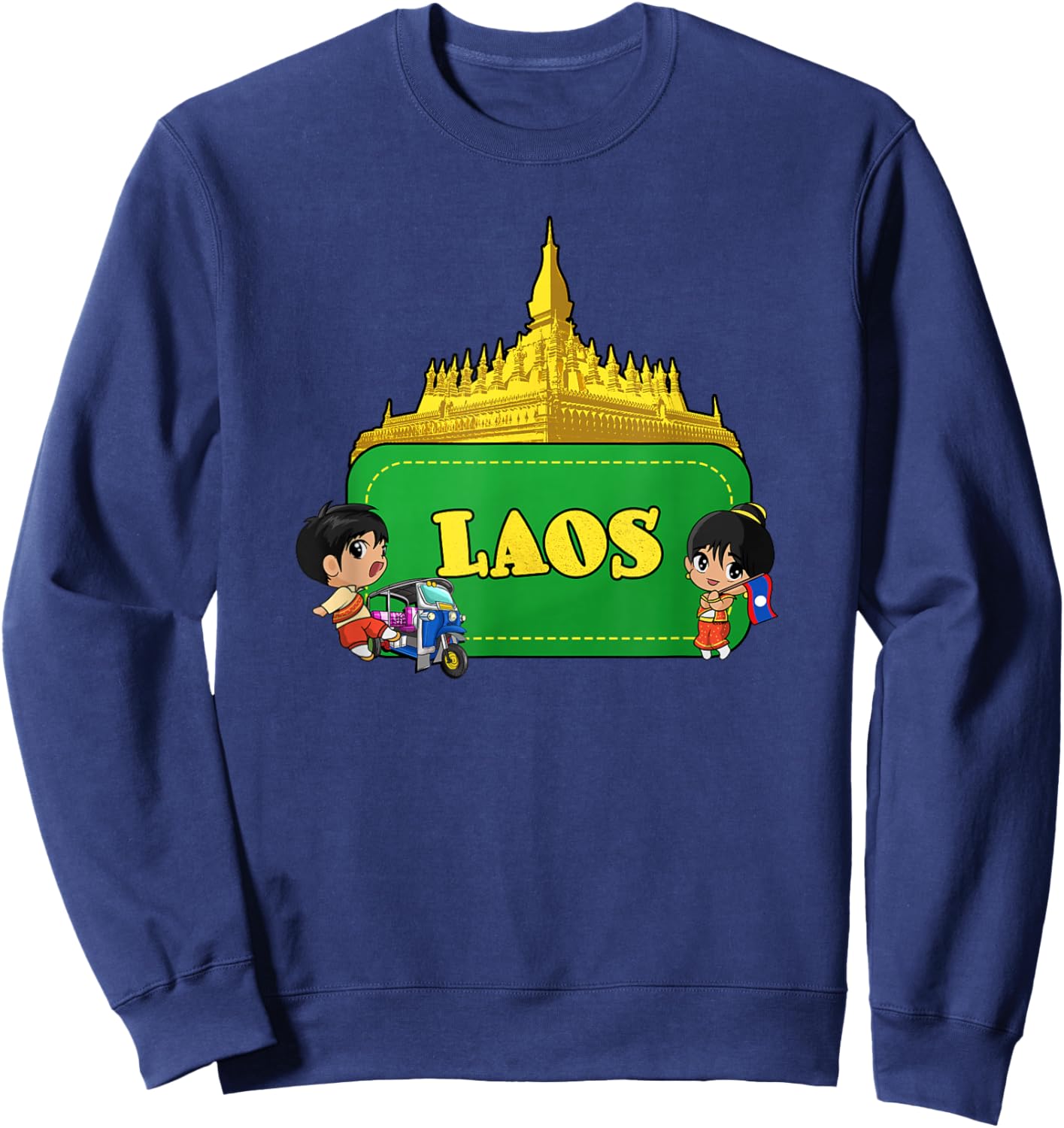 Laos Lao Laotian Proud Flag Traditional Dress Boy Girl Sweatshirt - Sweatshirt | Navy