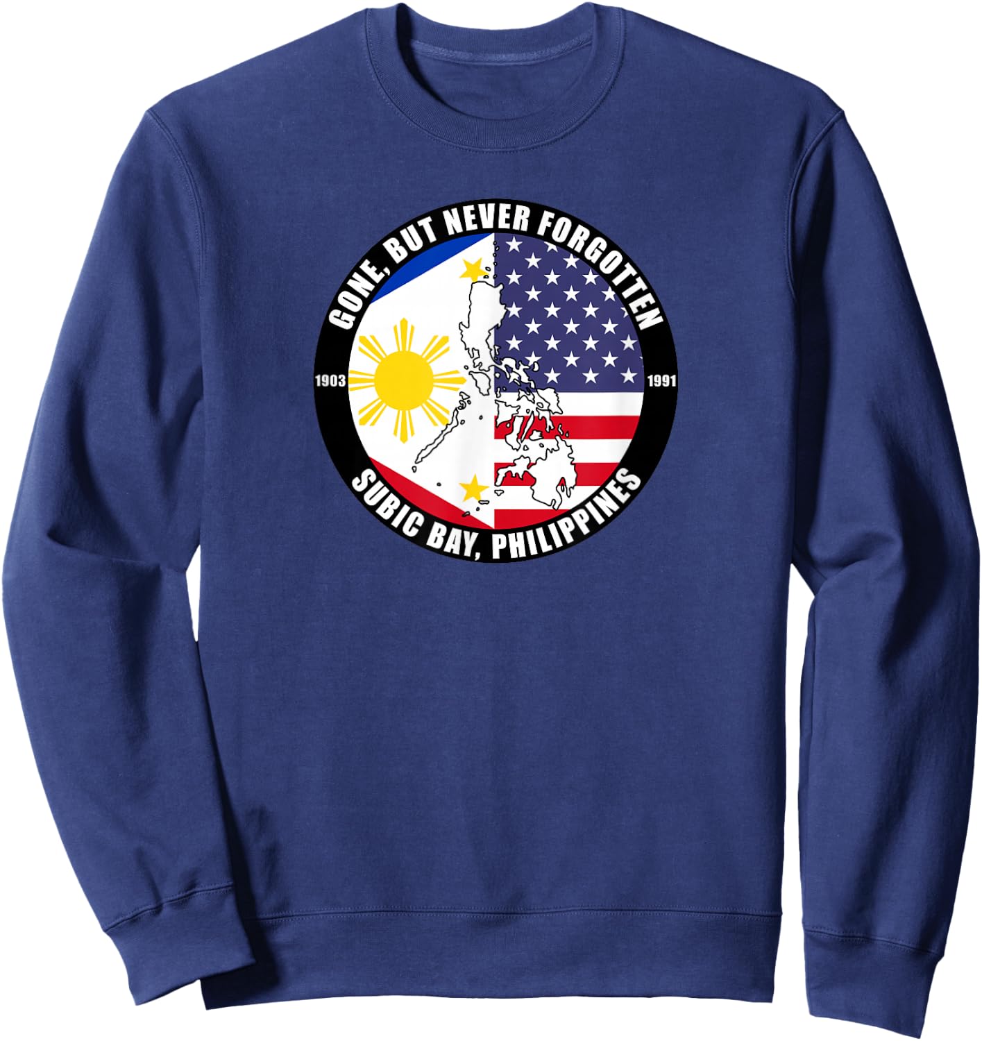 SoldierTees -Adults Subic Bay Philippines Veteran Black Small Classic Fit Short Sleeve Cotton, Polyester Sweatshirt - Sweatshirt | Navy