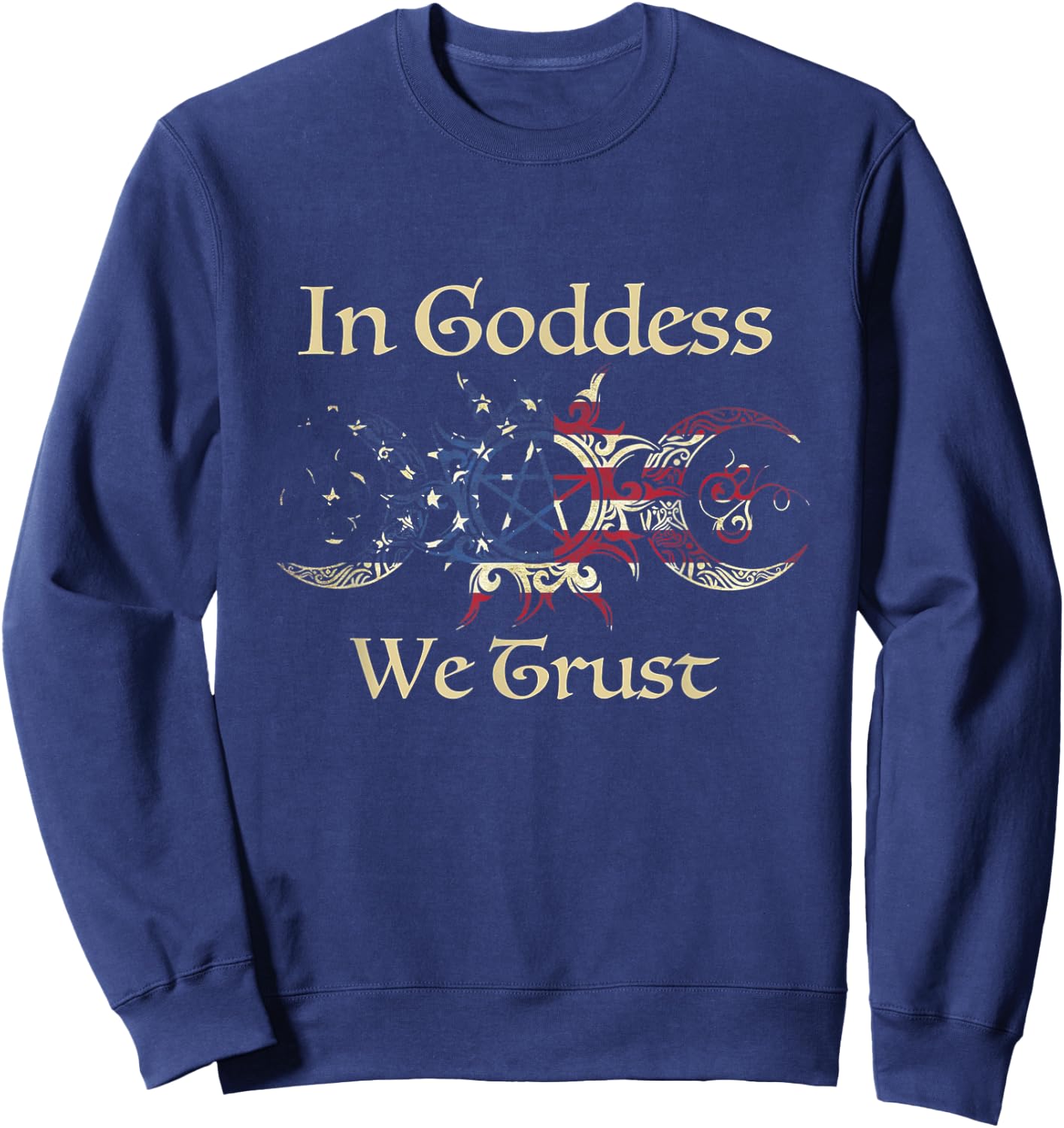 In Goddes We Trust Witch Lover American Flag 4th of July Men Sweatshirt - Sweatshirt | Navy