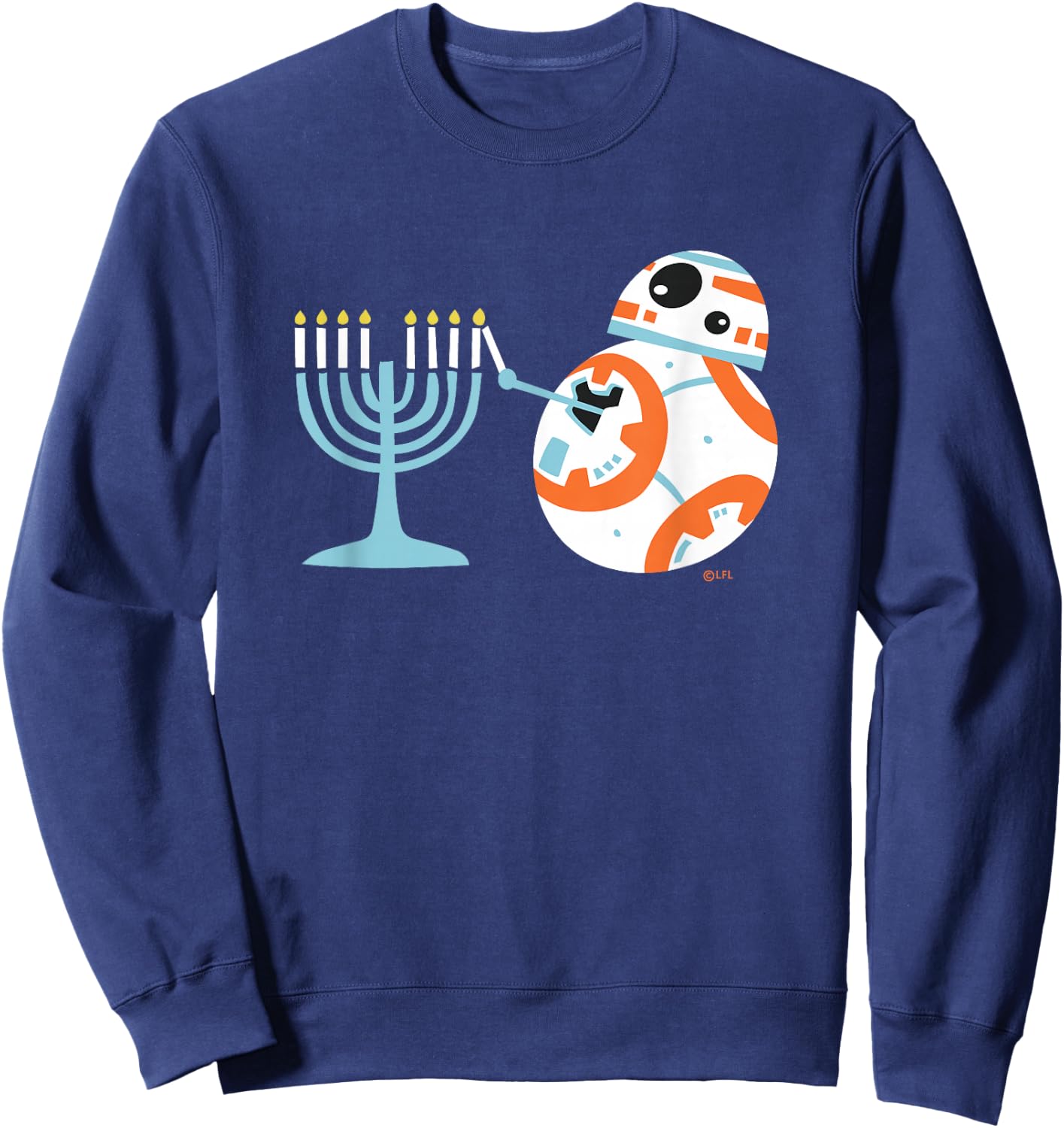 Star Wars BB-8 Lighting the Hanukkah Menorah Sweatshirt - Sweatshirt | Navy