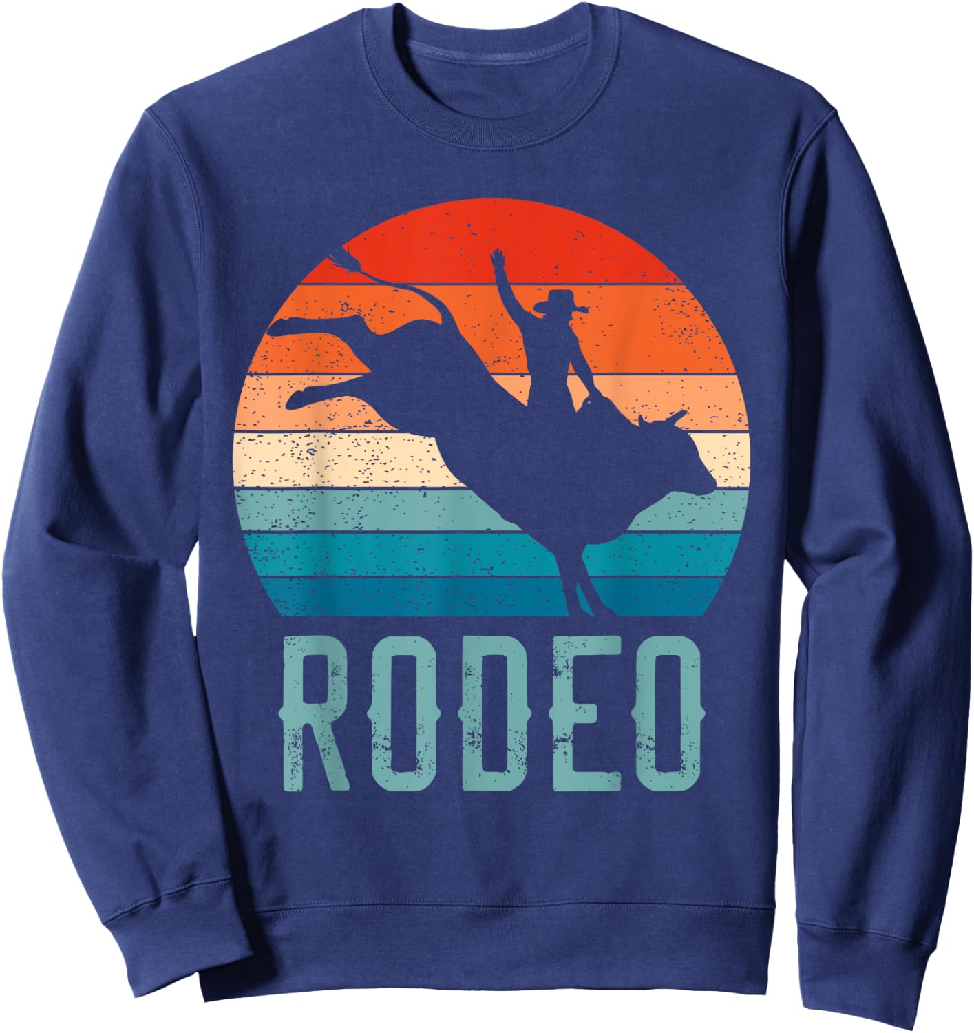 Vintage Rodeo Bull Riding Cowboy Bull Rider Apparel Sweatshirt - Sweatshirt | Navy