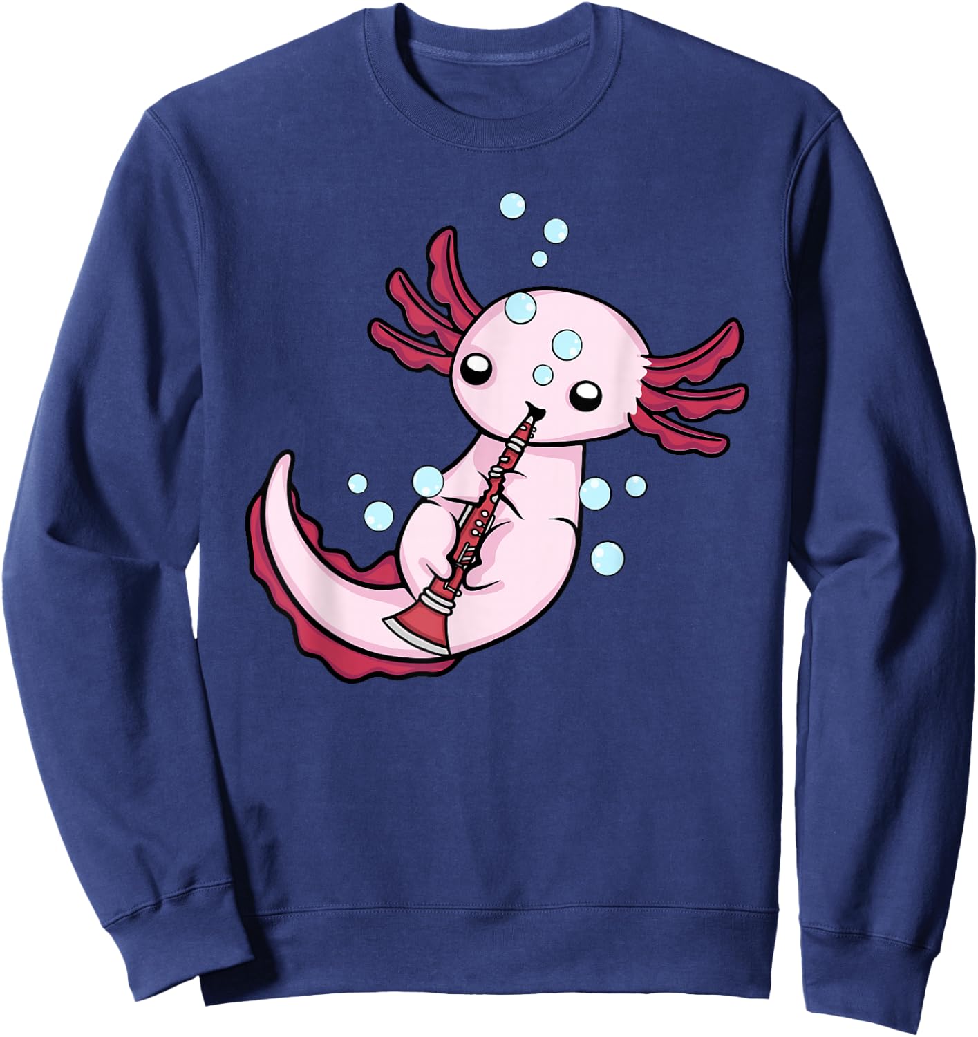 Clarinet Player Axolotl Lover Kids Big Band Music Clarinet Sweatshirt - Sweatshirt | Navy