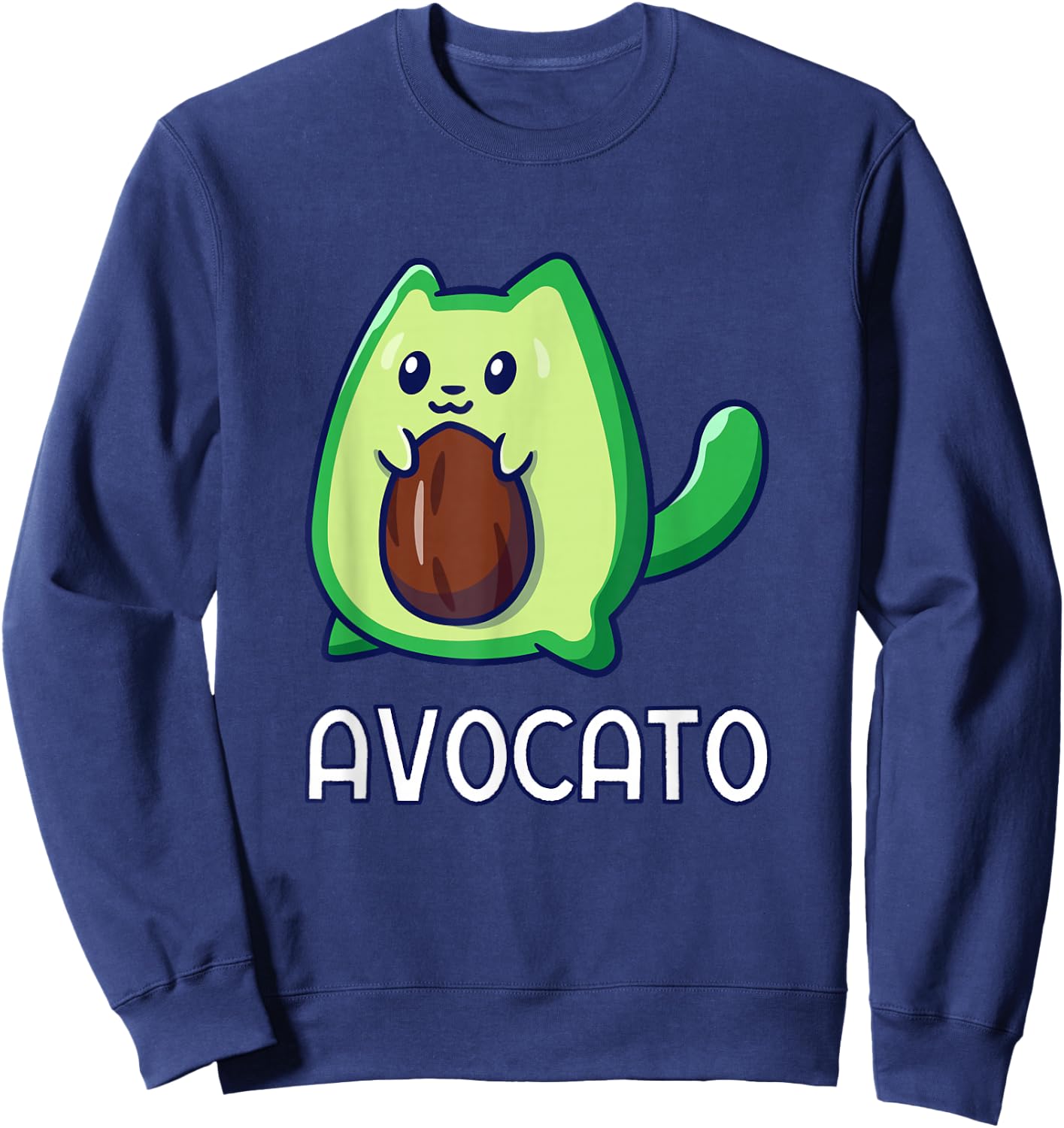 Avogato Avocado Cat Vegan Sweatshirt - Sweatshirt | Navy