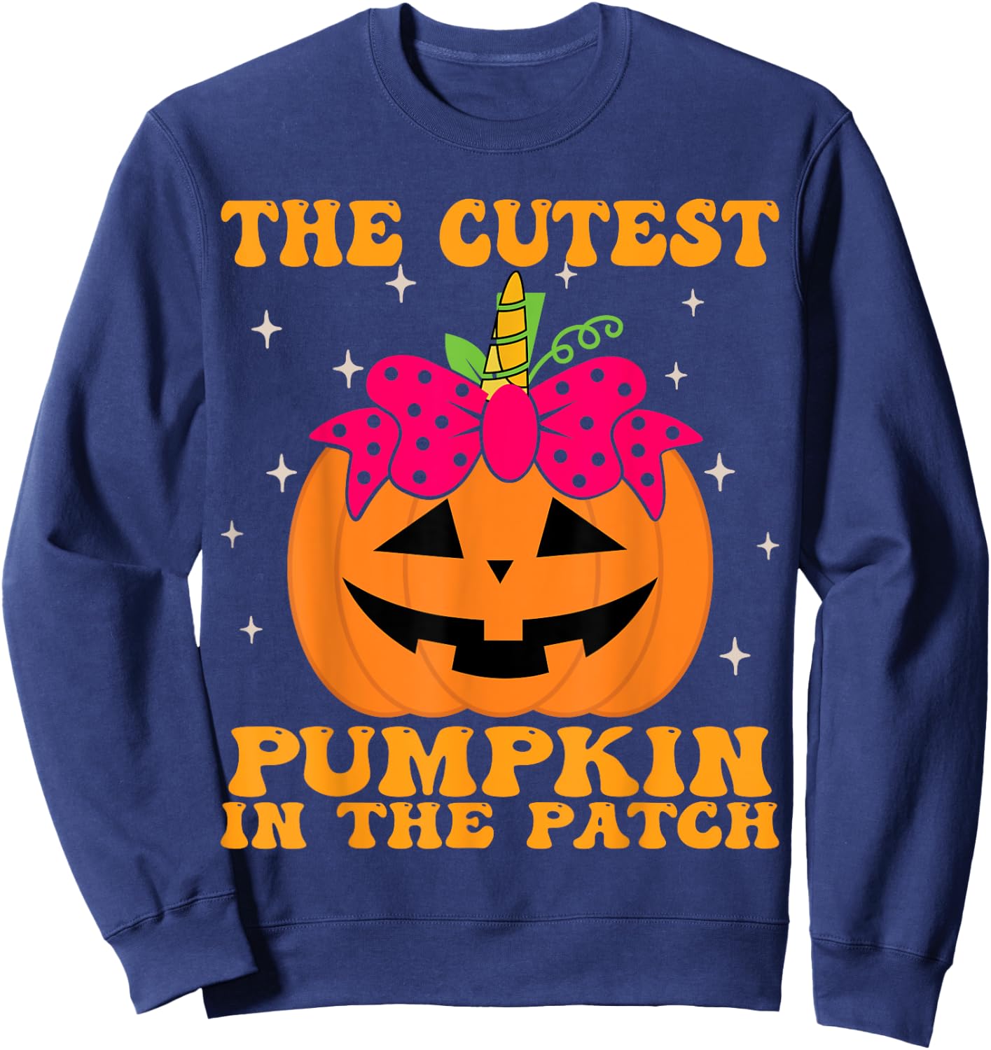 JackOLantern Halloween Pumpkin Unicorn Girl Toddler Kid Cute Sweatshirt - Sweatshirt | Navy