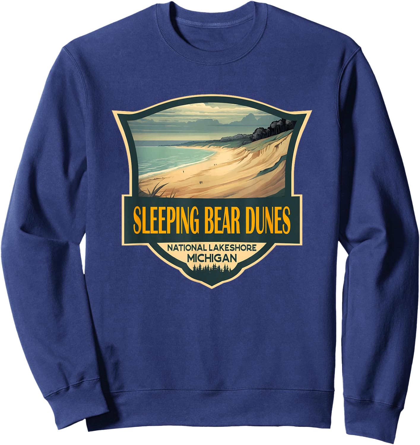 Sleeping Bear Dunes National Lakeshore Travel Retro Badge Sweatshirt - Sweatshirt | Navy
