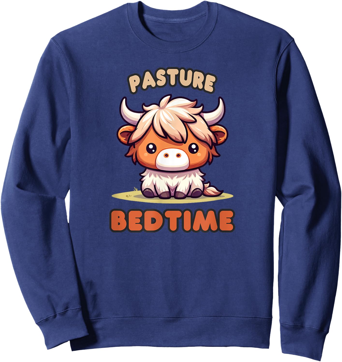 Pasture Bedtime Micro Mini Highland Cow Cute Calf Funny Moo Sweatshirt - Sweatshirt | Navy