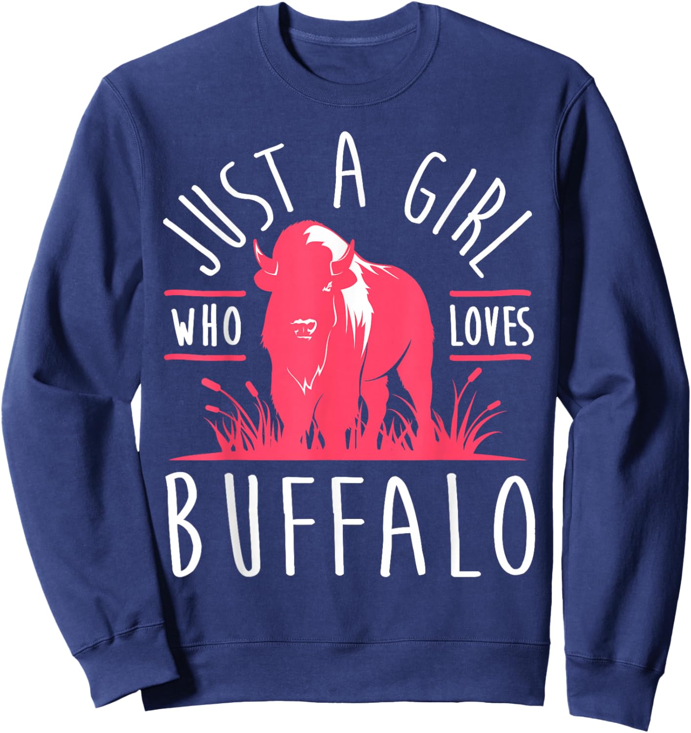 Girl Buffalo Lover I Women Bison Fan I Daughter Buffalo Sweatshirt - Sweatshirt | Navy