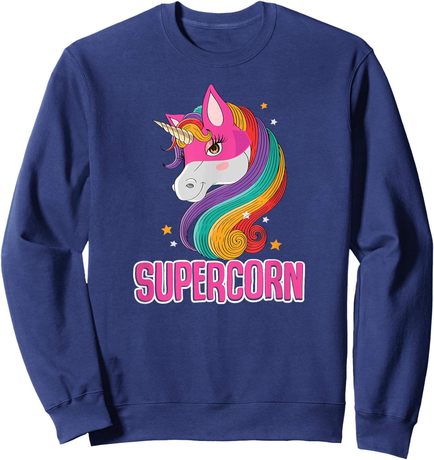 Unicorn Costume Girls Super Hero Magic Horse Cute Supercorn Sweatshirt - Sweatshirt | Navy