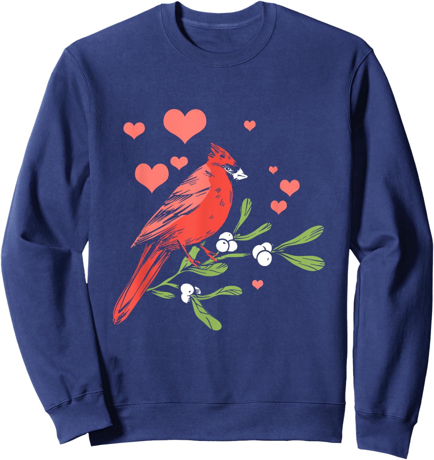 Red Cardinal Bird Lover Watching Birdwatcher Birder Heart Sweatshirt - Sweatshirt | Navy