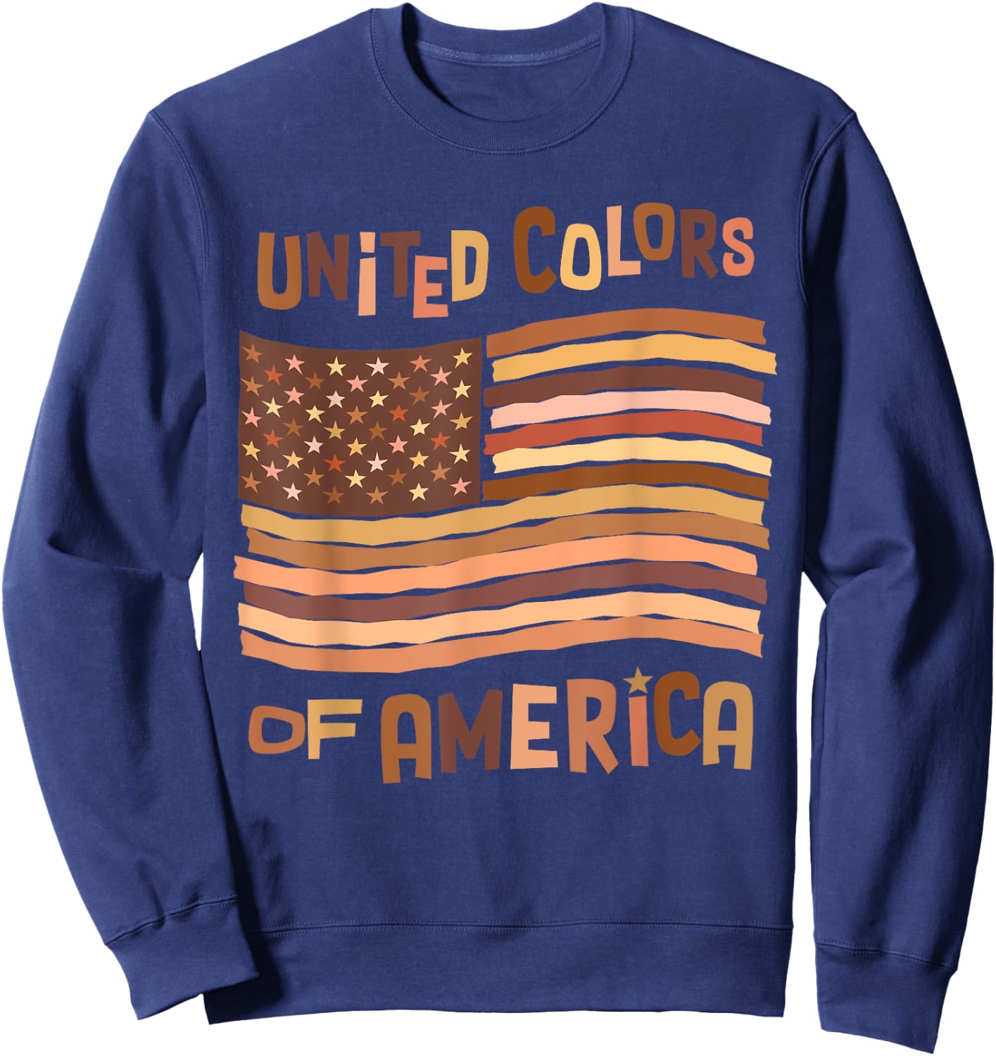United Colors of America Black History Month Brown USA Flag Sweatshirt - Sweatshirt | Navy