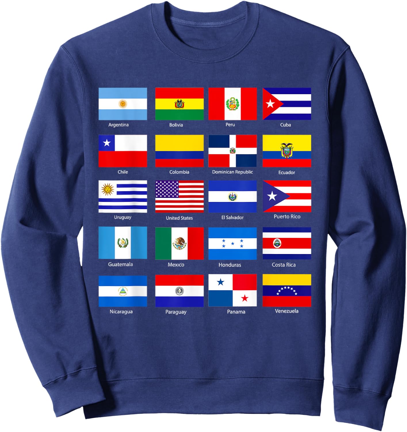 Hispanic Heritage Month 2022 National Latino Countries Flag Sweatshirt - Sweatshirt | Navy
