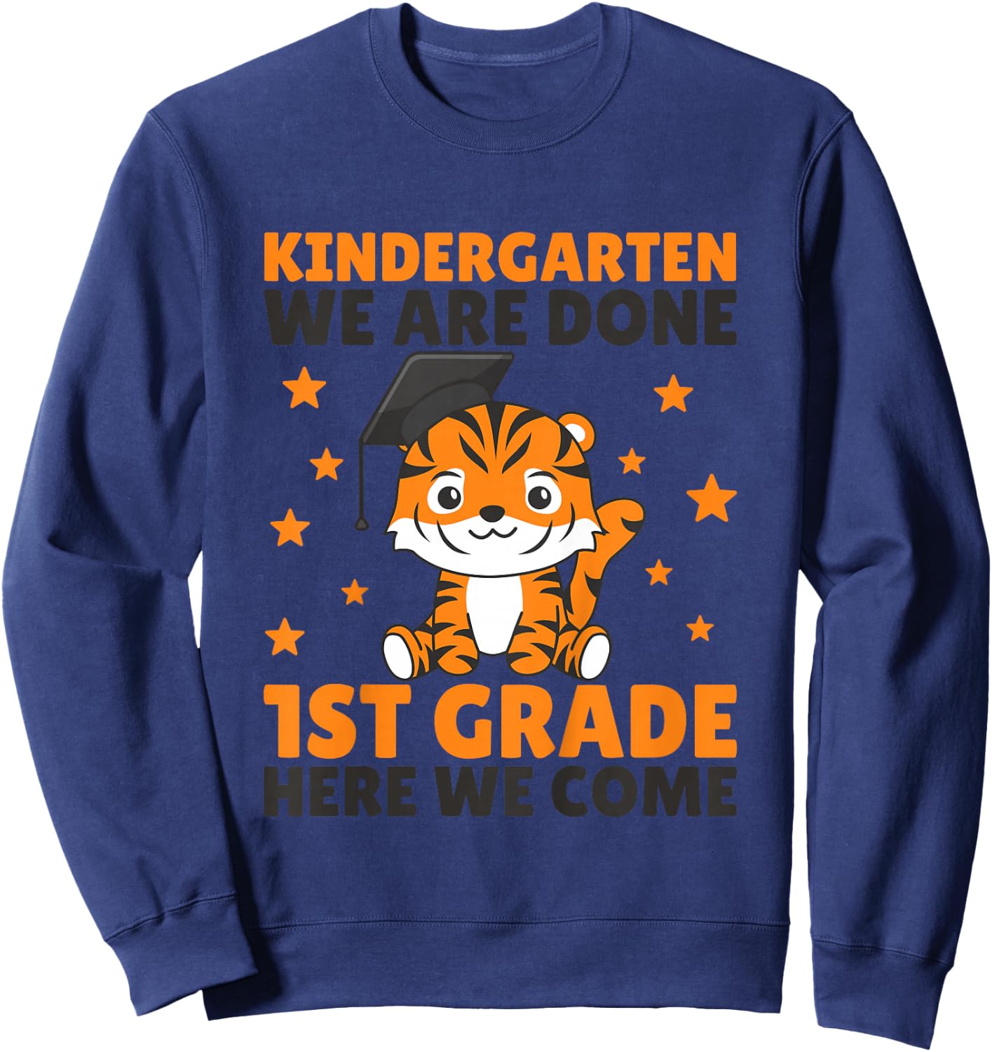 Kids Kindergarten Graduate Tiger Graduation Sweatshirt - Sweatshirt | Navy