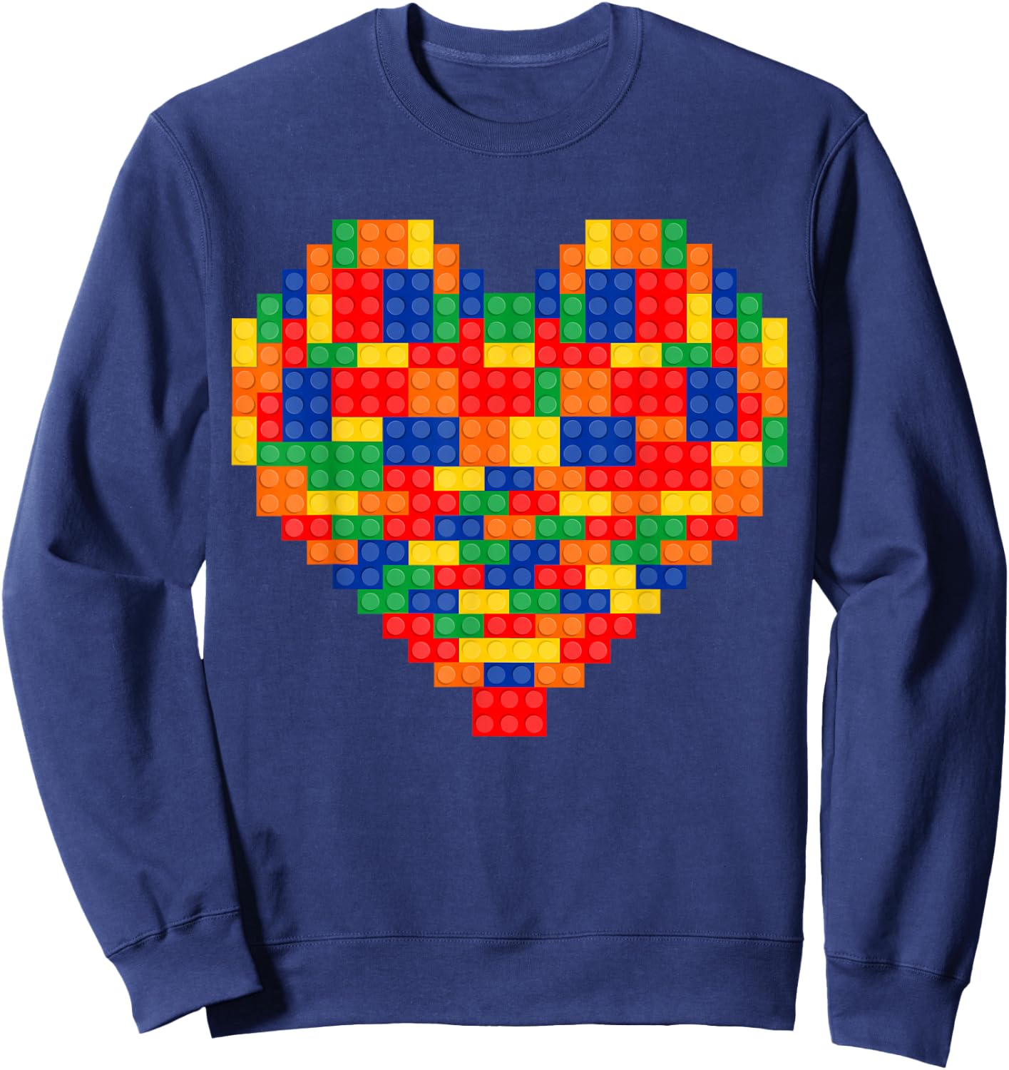 Heart Valentines Day Master Builder Block Brick Building Sweatshirt - Sweatshirt | Navy