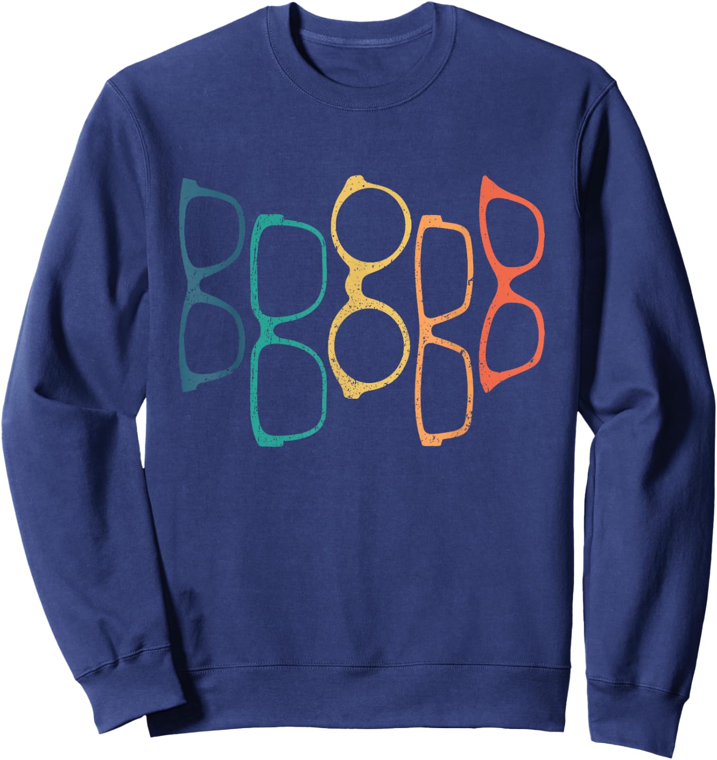 Retro Eyeglasses Eye Glass Doctor Glasses Wearer Optician Sweatshirt - Sweatshirt | Navy