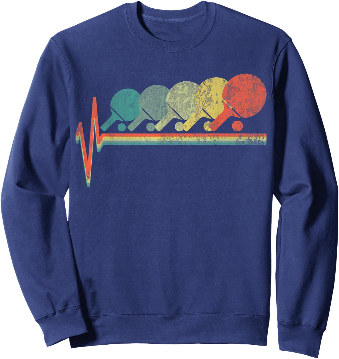 Vintage Ping Pong Paddle Table Tennis Funny 70s Women Men Sweatshirt - Sweatshirt | Navy