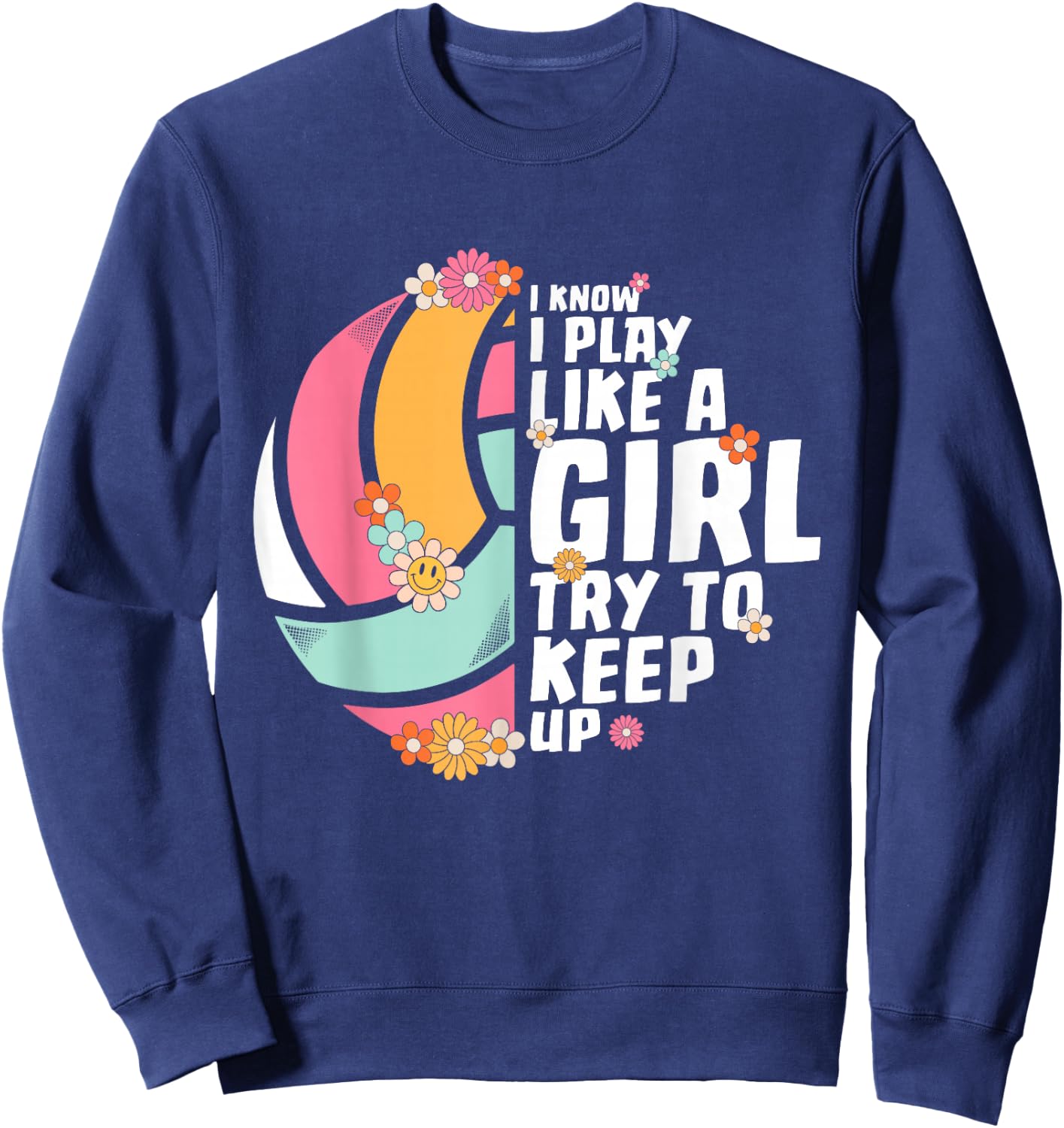 Volleyball Shirt Teen Girls Women College Volleyball Lover Sweatshirt - Sweatshirt | Navy