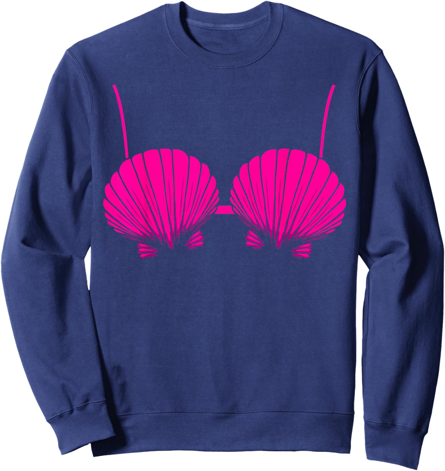 Seashell Mermaid Bra Brassiere Bikini Clam Shell Sweatshirt - Sweatshirt | Navy