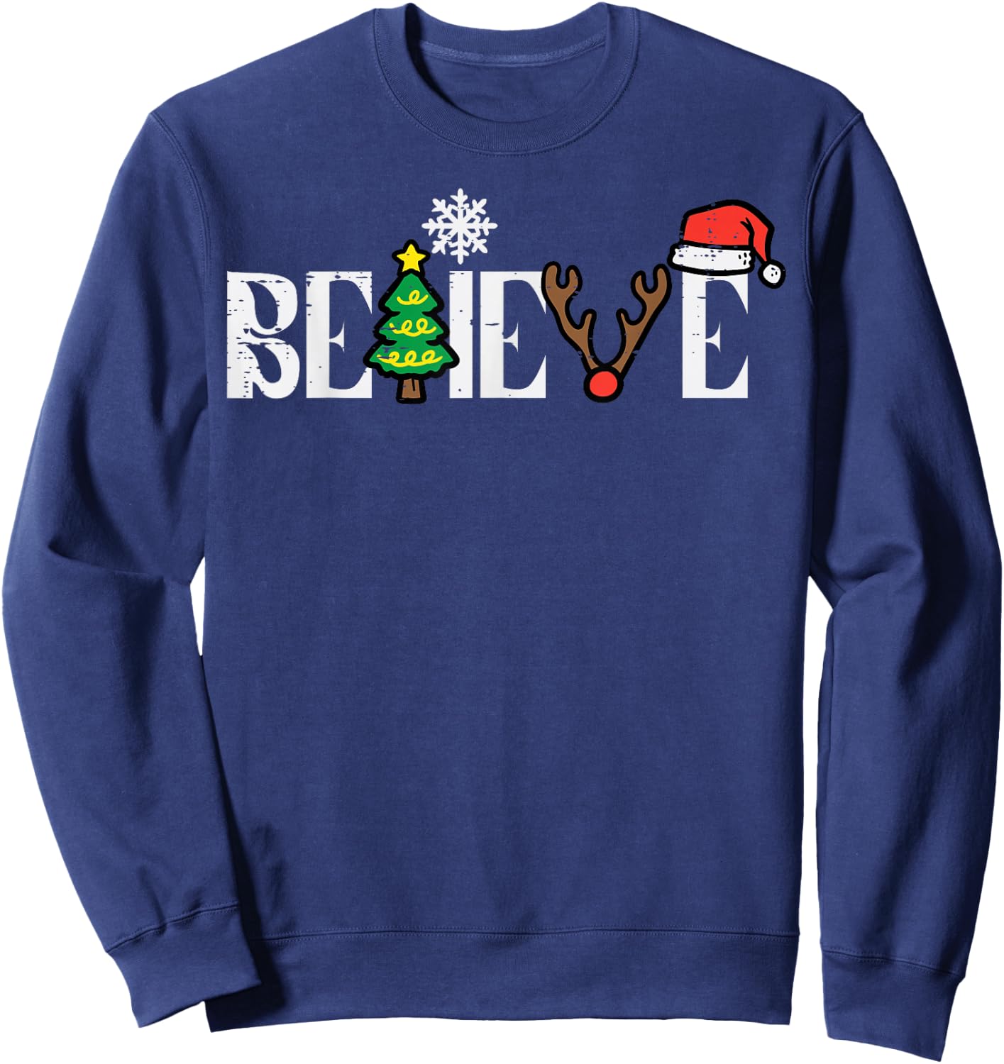 Christmas Believe Santa Xmas Boys Girls Kids Youth Men Women Sweatshirt - Sweatshirt | Navy