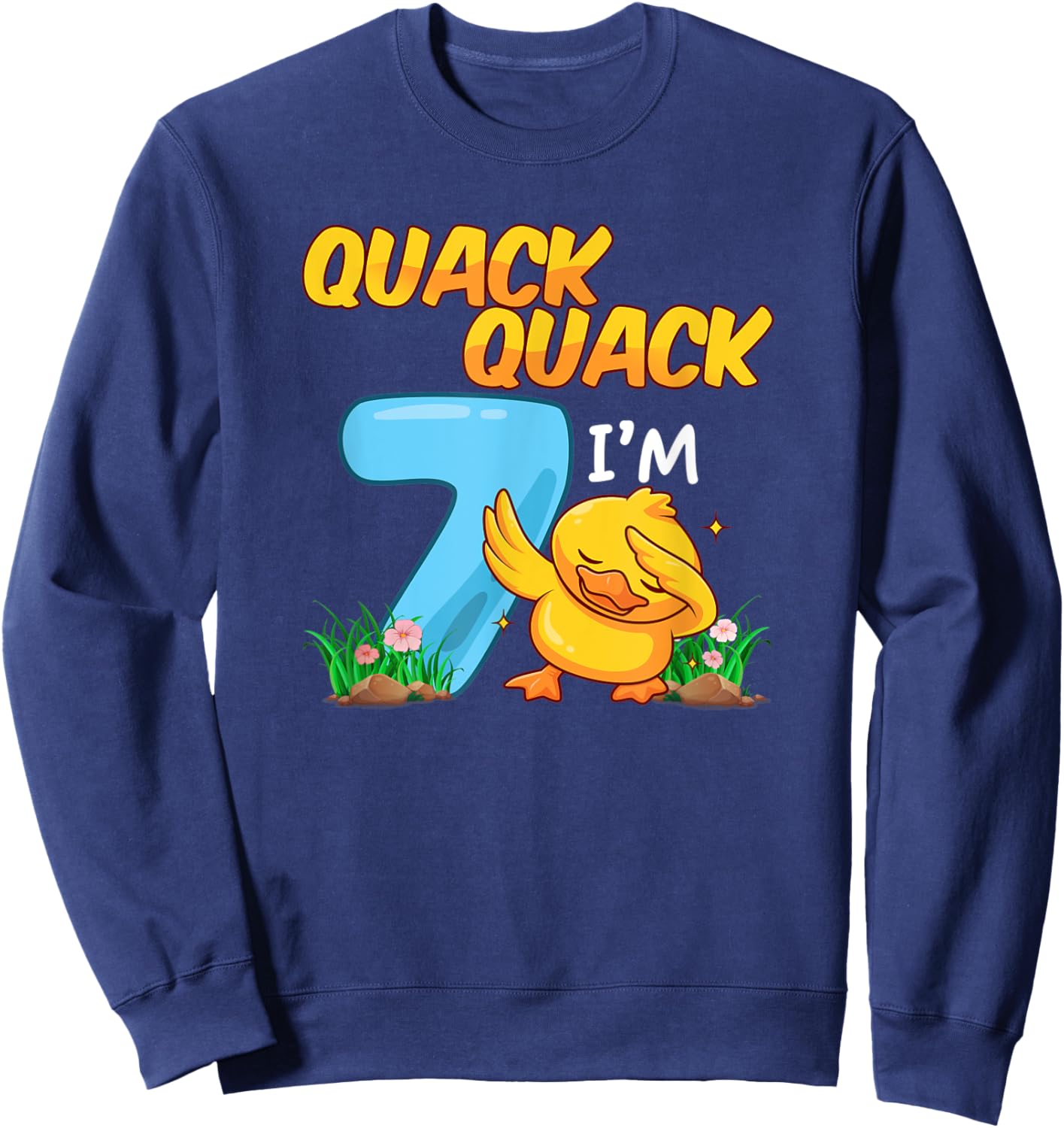 7 Year Old Gifts Boys Girls Teens Dabbing Duck 7th Birthday Sweatshirt - Sweatshirt | Navy