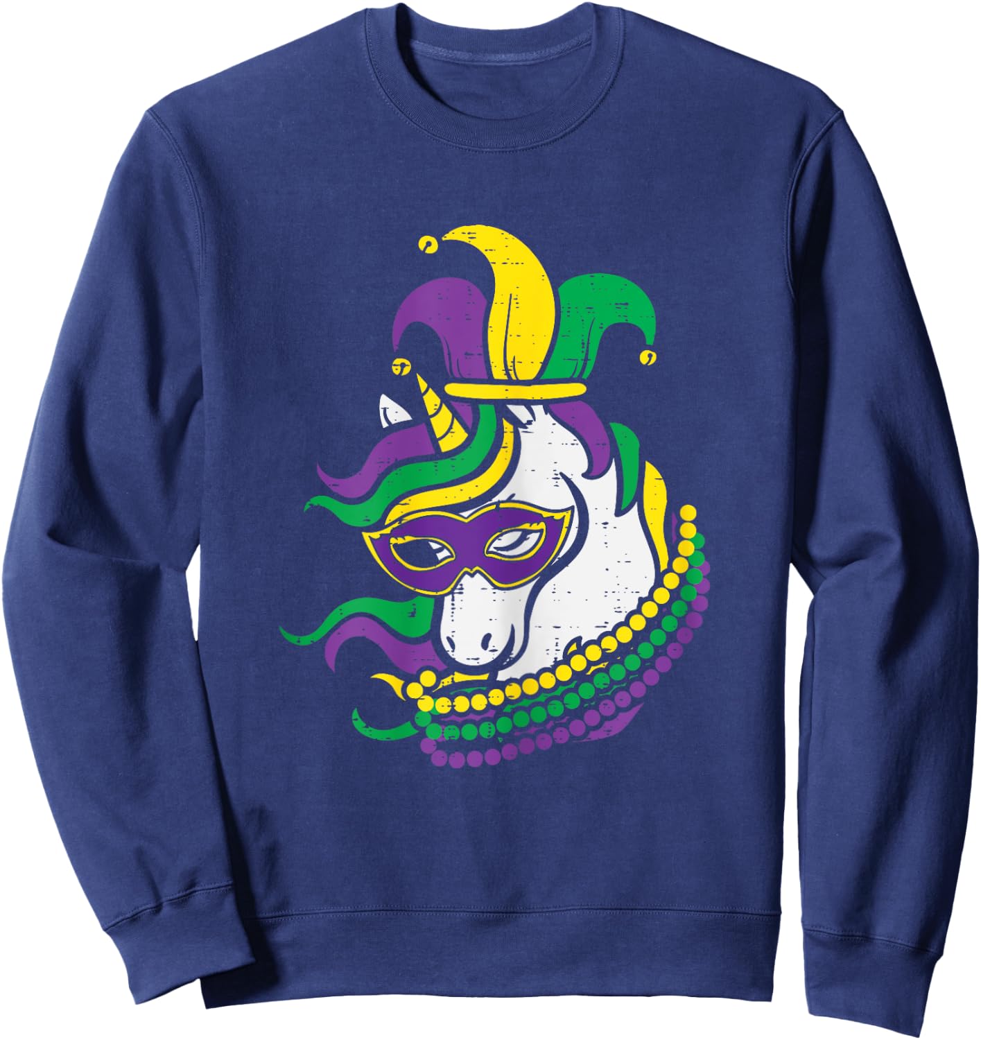 Mardi Gras Unicorn Cute Outfit Girls Kids Toddlers Sweatshirt - Sweatshirt | Navy
