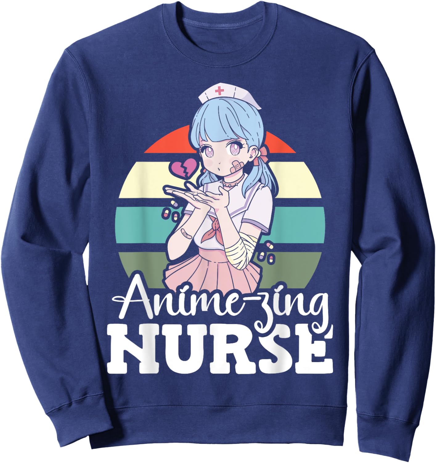 Anime-zing Nurse Japanese Anime National Nurse Day Sweatshirt - Sweatshirt | Navy