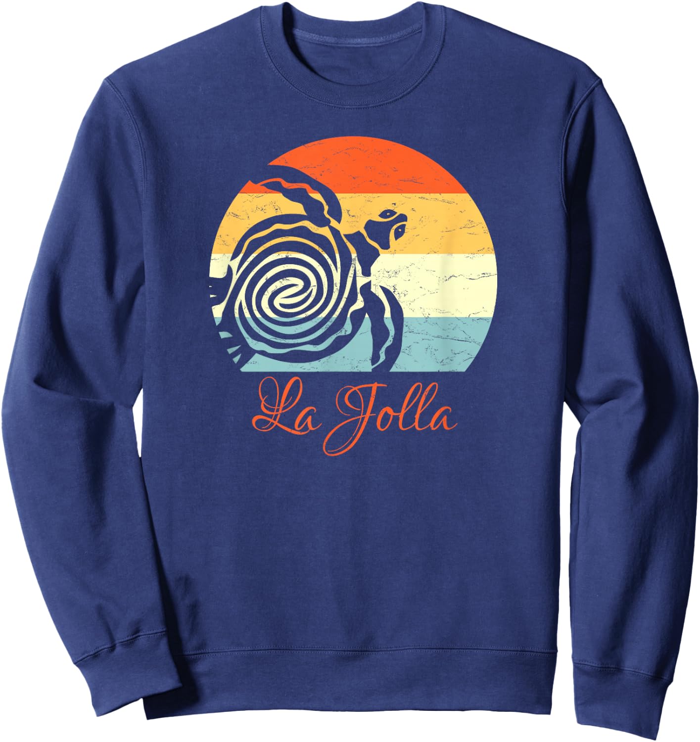 La Jolla, California Vintage Vacation Retro Sea Turtle Sweatshirt - Sweatshirt | Navy