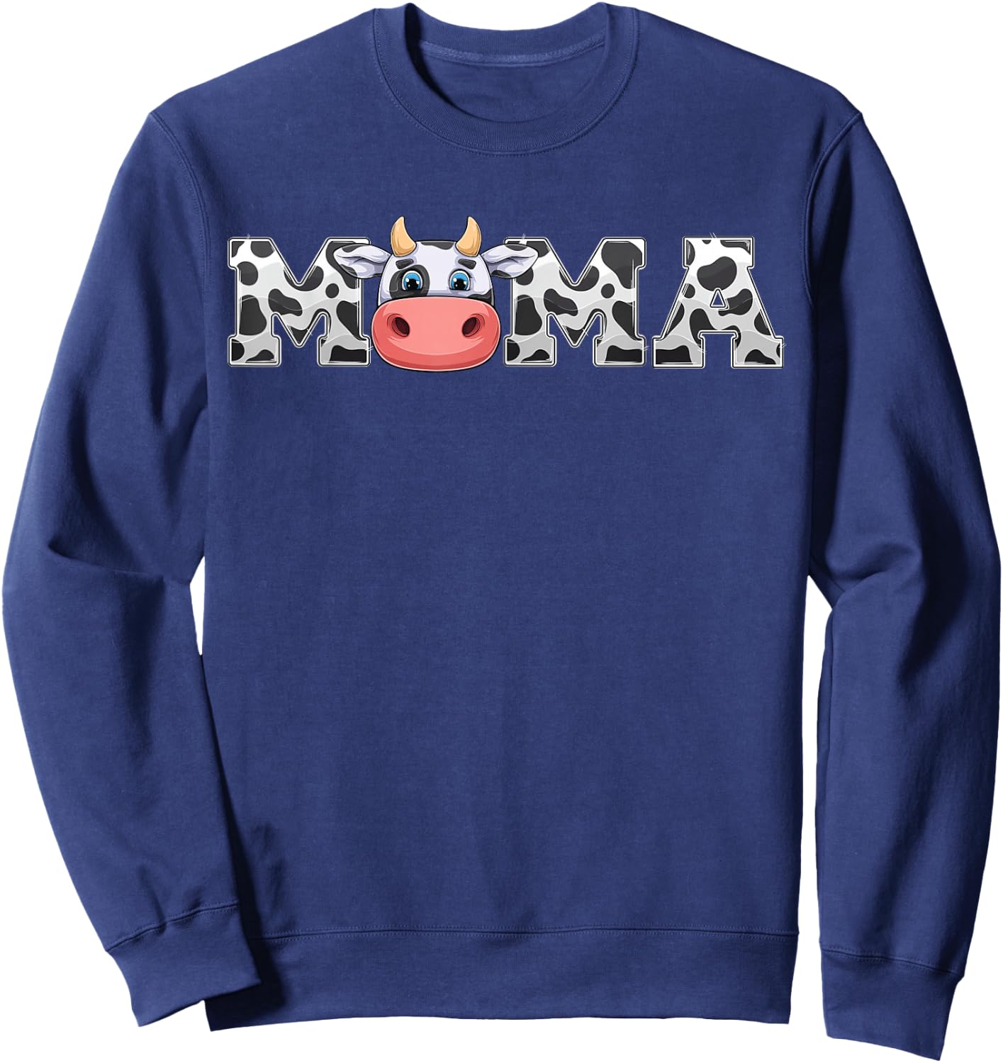 Mama Cow Print Cowboy Animal Pattern Farmer Cow Mother Mama Sweatshirt - Sweatshirt | Navy