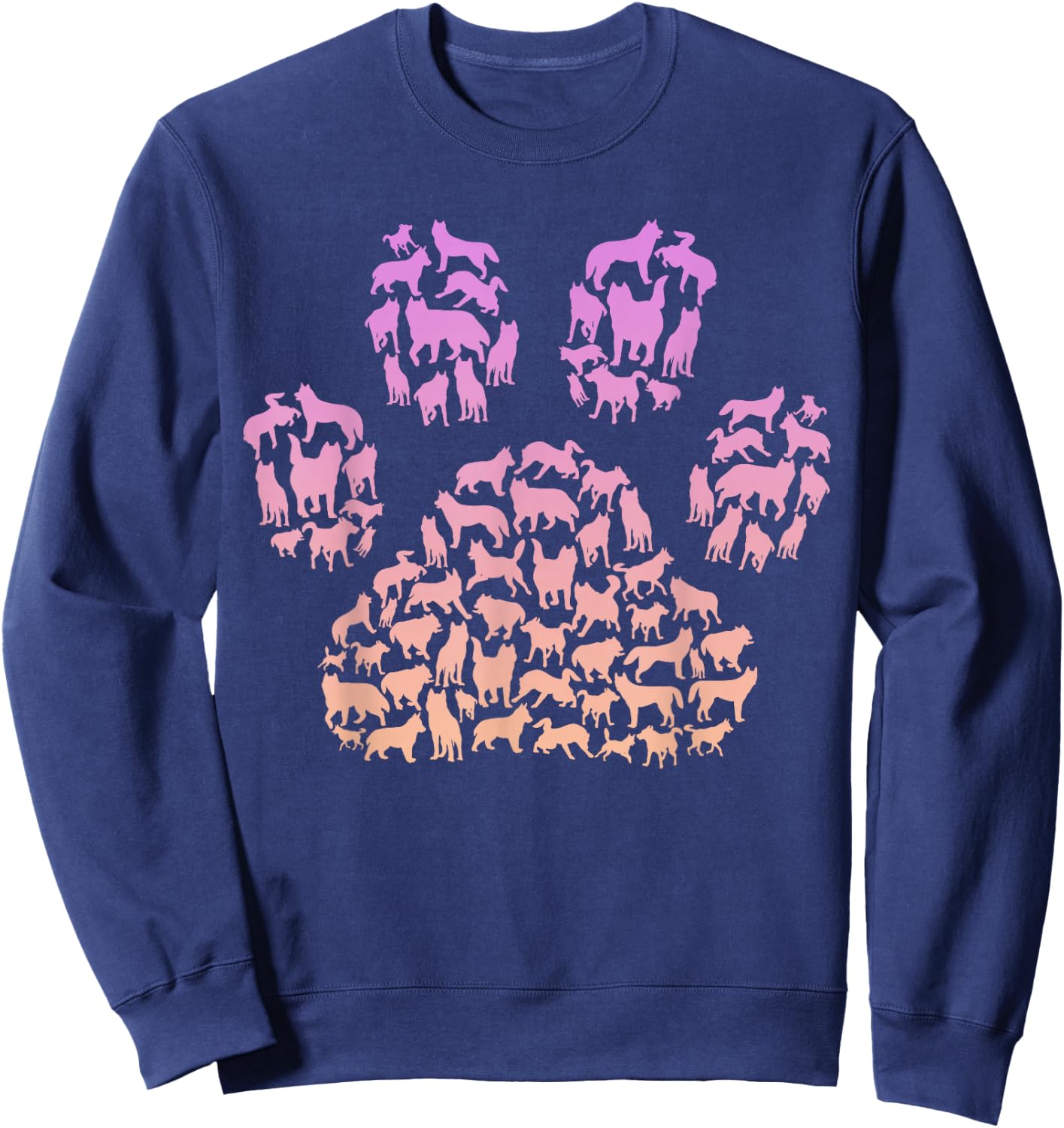 Paw Print Huskies Design for Husky Dog Lover | Girls Husky Sweatshirt - Sweatshirt | Navy