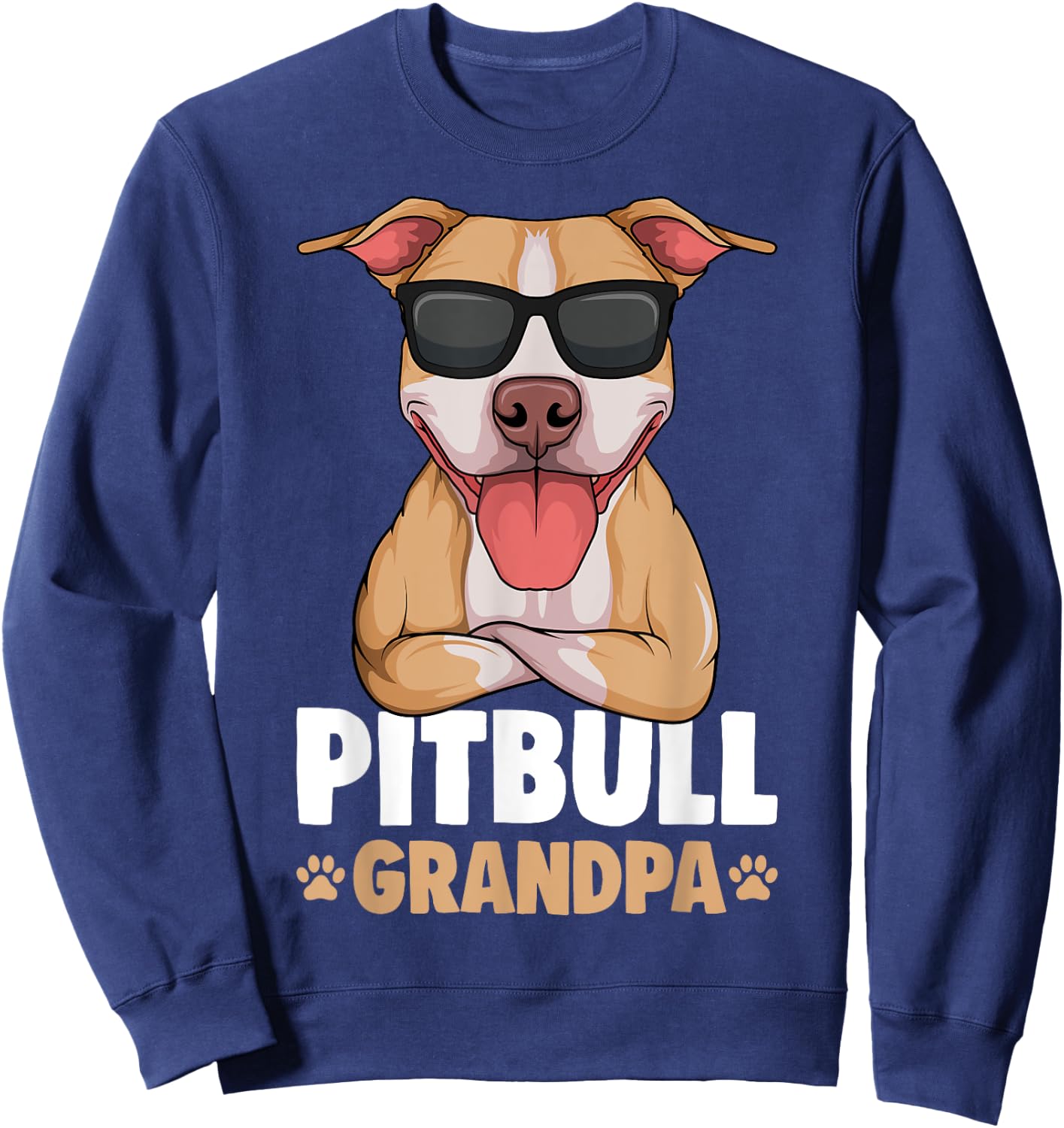 Pitbull Grandpa Pittie Dog Sweatshirt - Sweatshirt | Navy