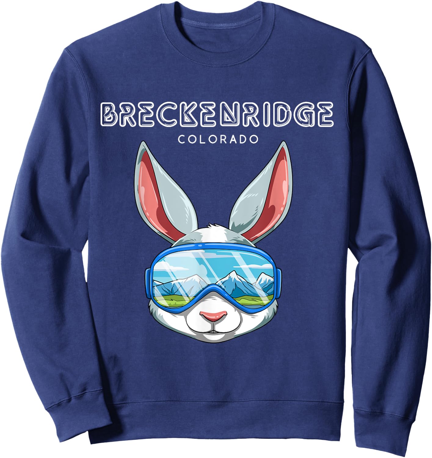 Breckenridge Colorado USA Ski and Snowboard Rabbit Sweatshirt - Sweatshirt | Navy