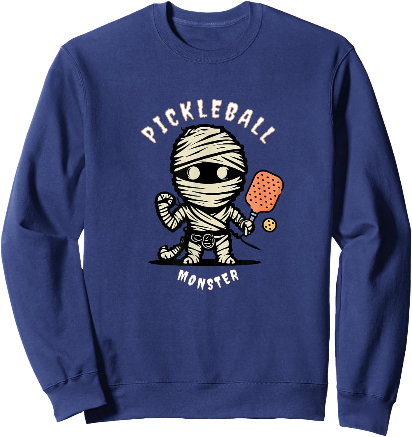 Cute Pickleball Monster Funny Halloween Fall Paddleball Sweatshirt - Sweatshirt | Navy