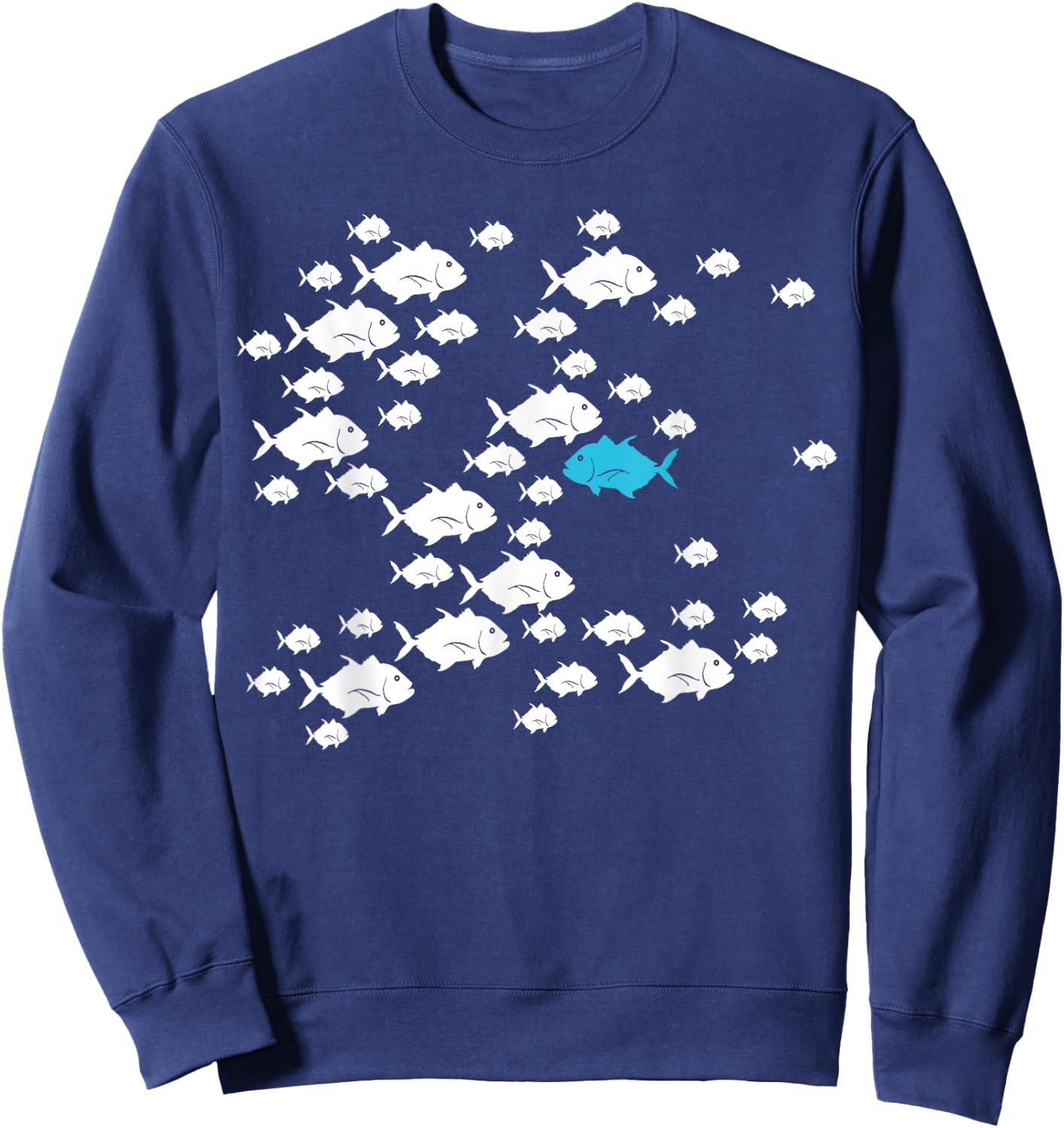 Fish swim against current in the sea swim against the waves Sweatshirt - Sweatshirt | Navy