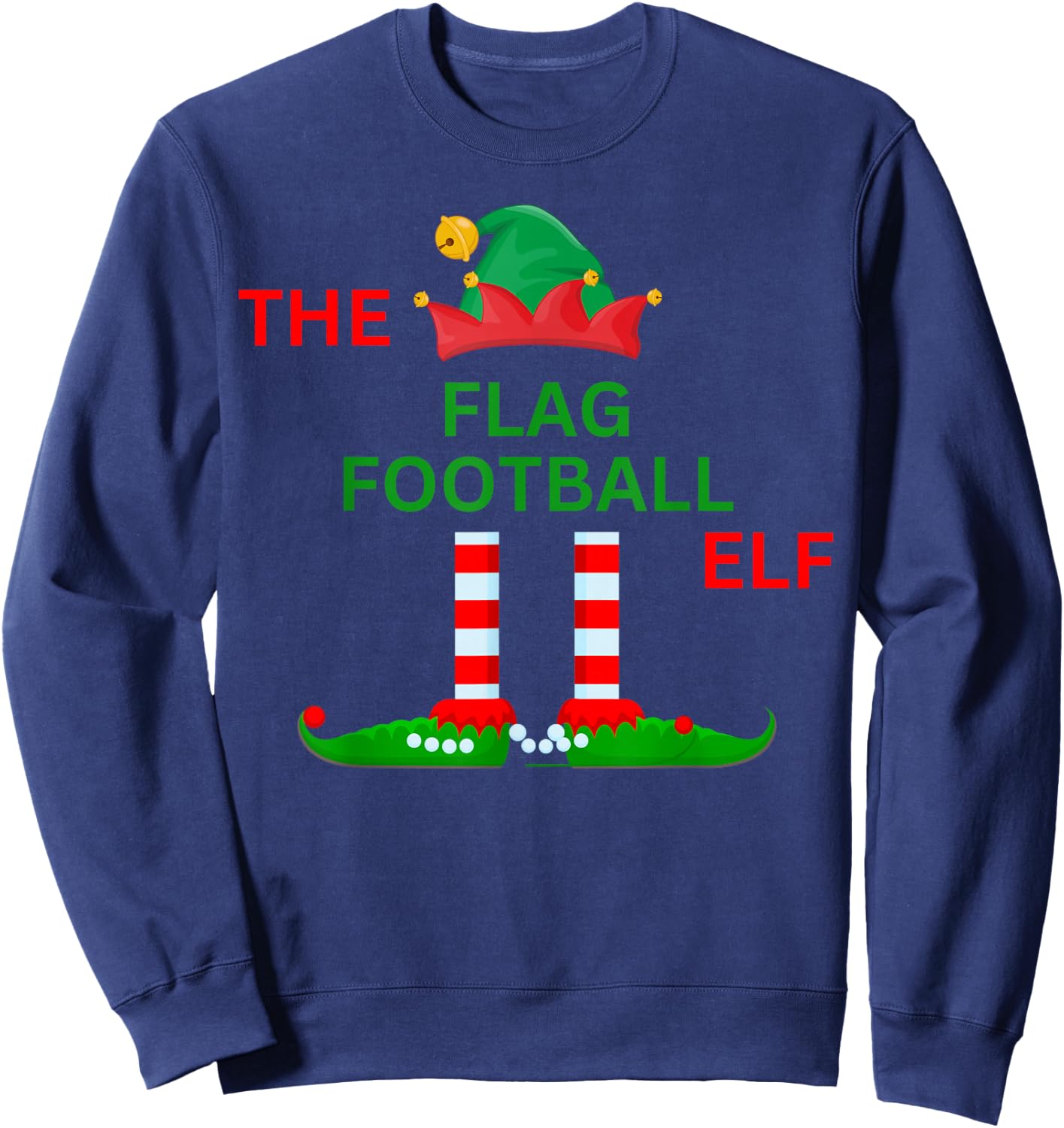 The flag football Funny Elf Christmas Pajamas Family Sweatshirt - Sweatshirt | Navy