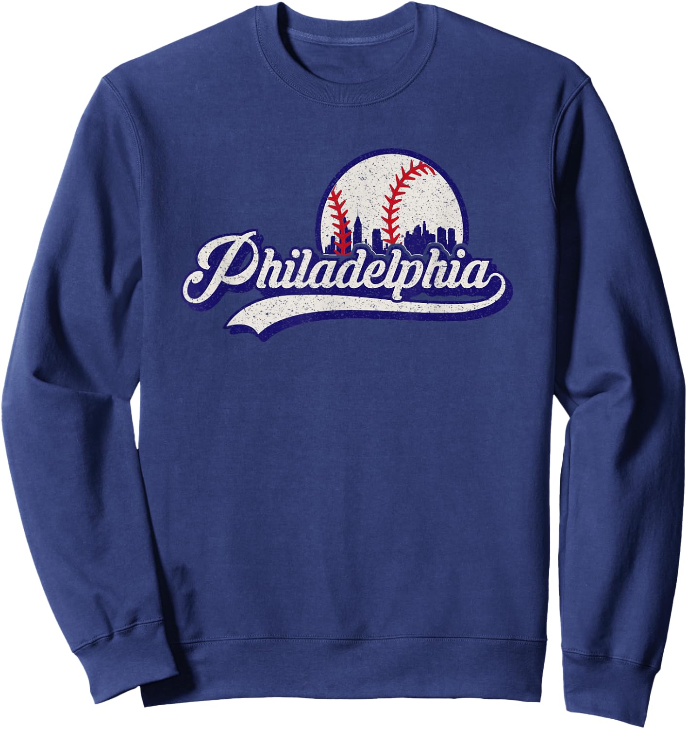 Vintage Distressed Philly Baseball Lovers Sweatshirt - Sweatshirt | Navy
