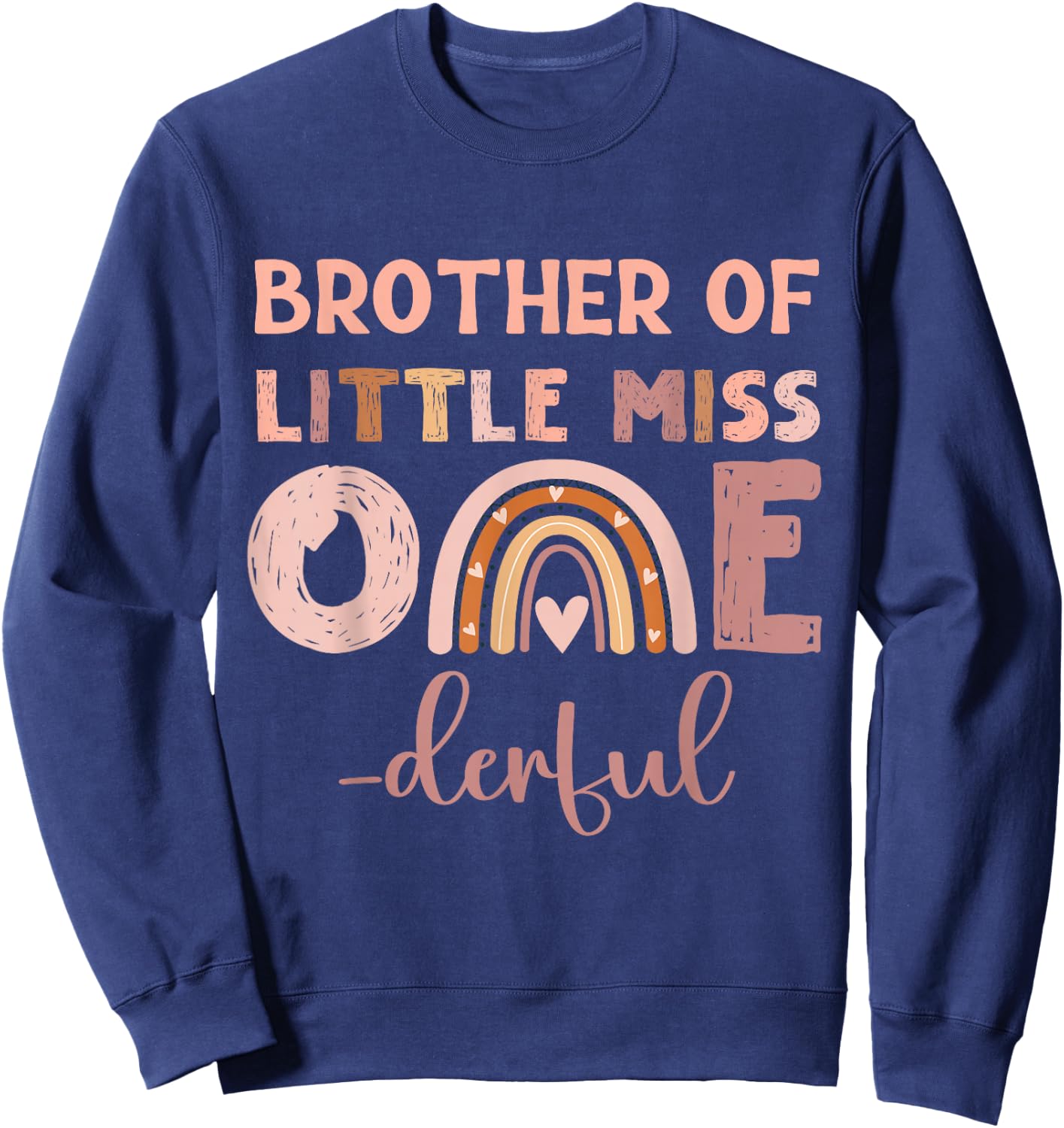 Boho Brother of Miss Onederful 1st Birthday Girl Cute Sweatshirt - Sweatshirt | Navy