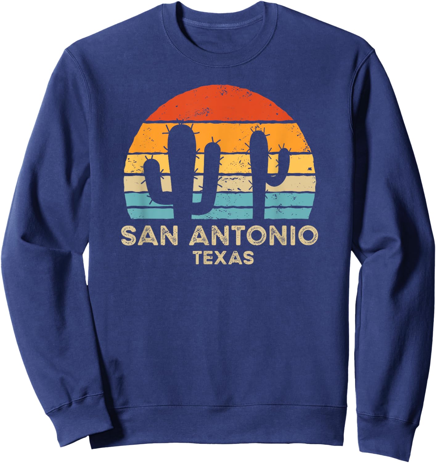 Retro Sunset San Antonio Texas Sweatshirt - Sweatshirt | Navy