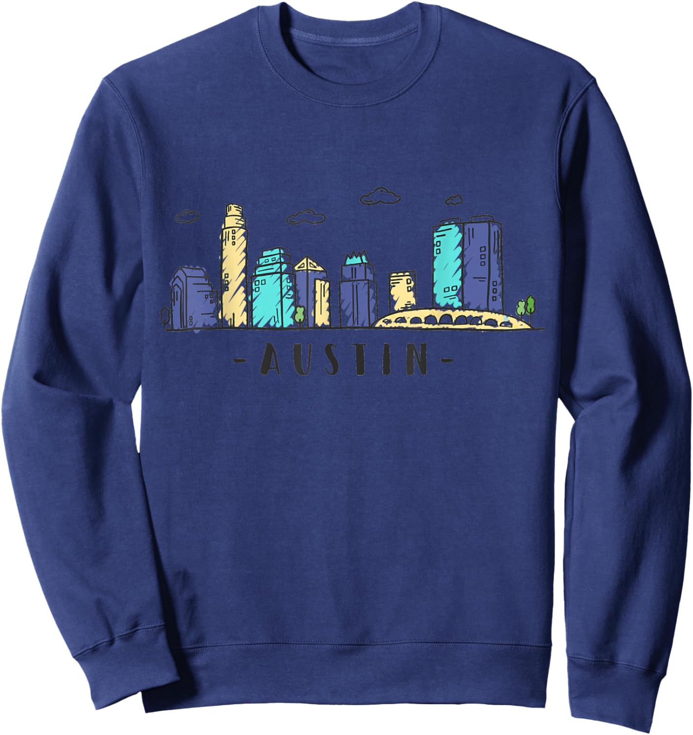 Austin Texas Vintage Skyline Sweatshirt - Sweatshirt | Navy